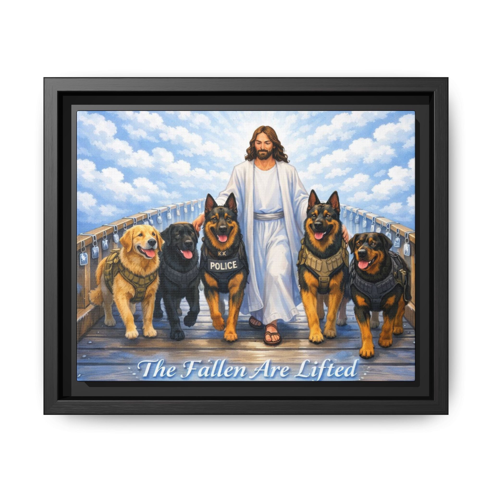 Canvas Wall Art — “The Fallen Are Lifted” K-9 Tribute (Framed Matte)