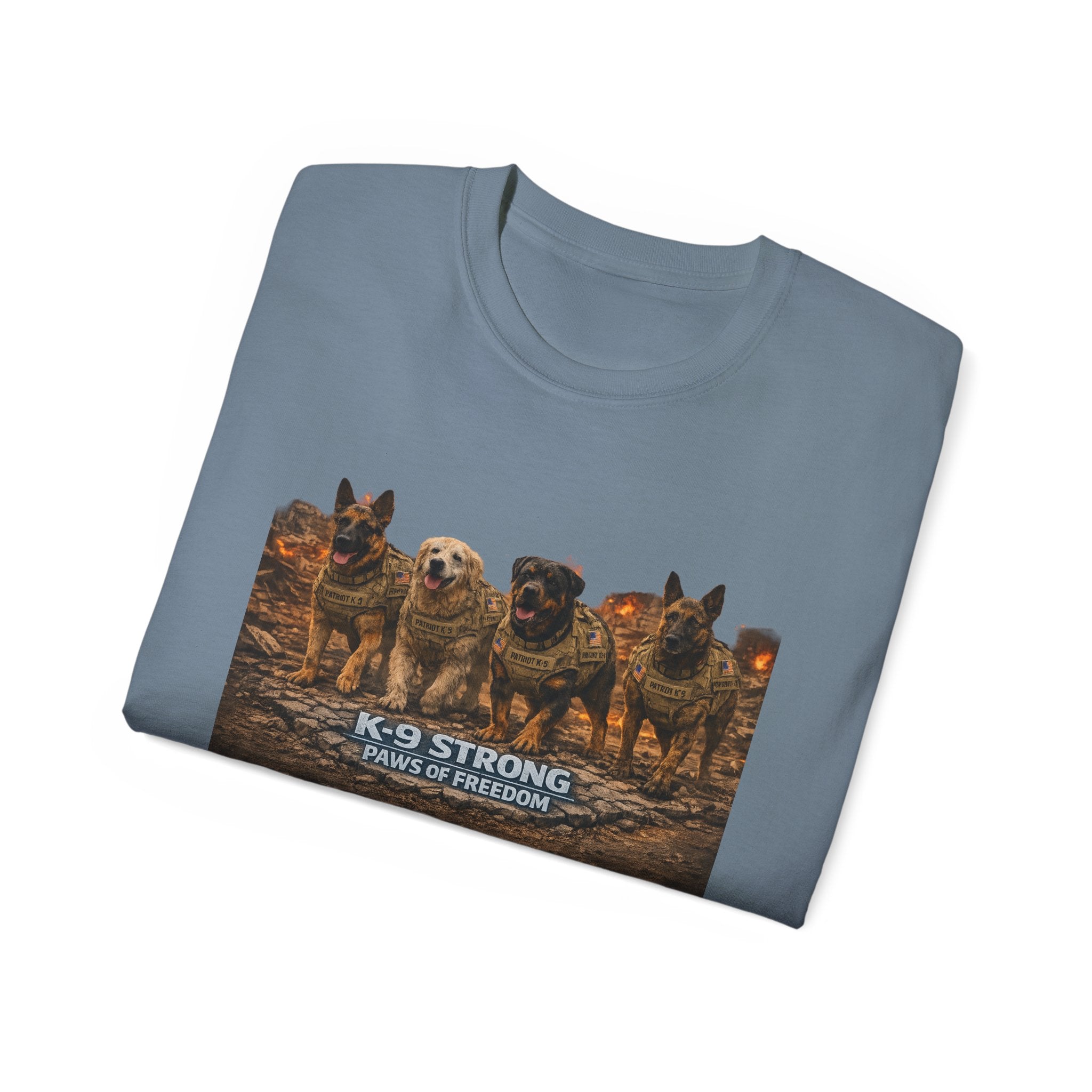 K-9 Strong Working Dog Tee – 'Paws of Freedom' Military & K9 Handler T-Shirt