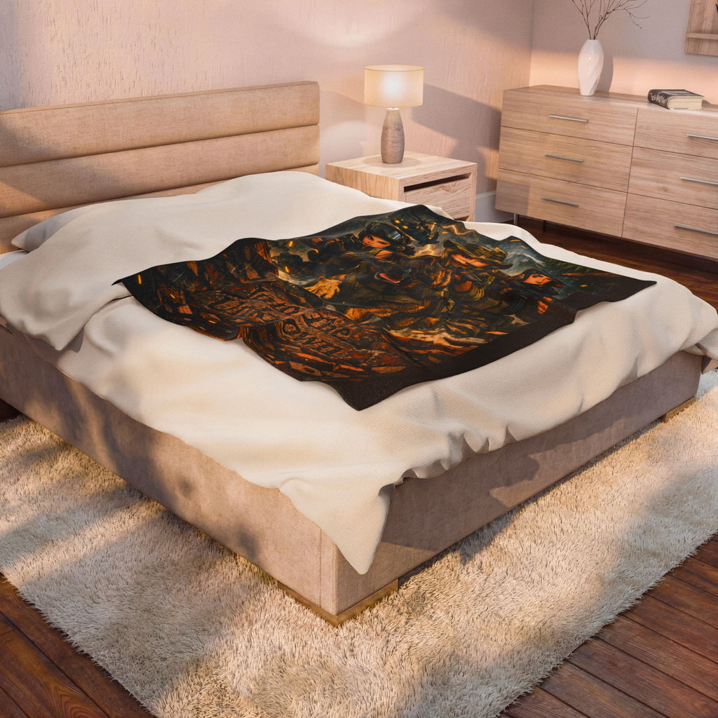 Into The Unknown Military Dog & Soldiers Velveteen Plush Blanket
