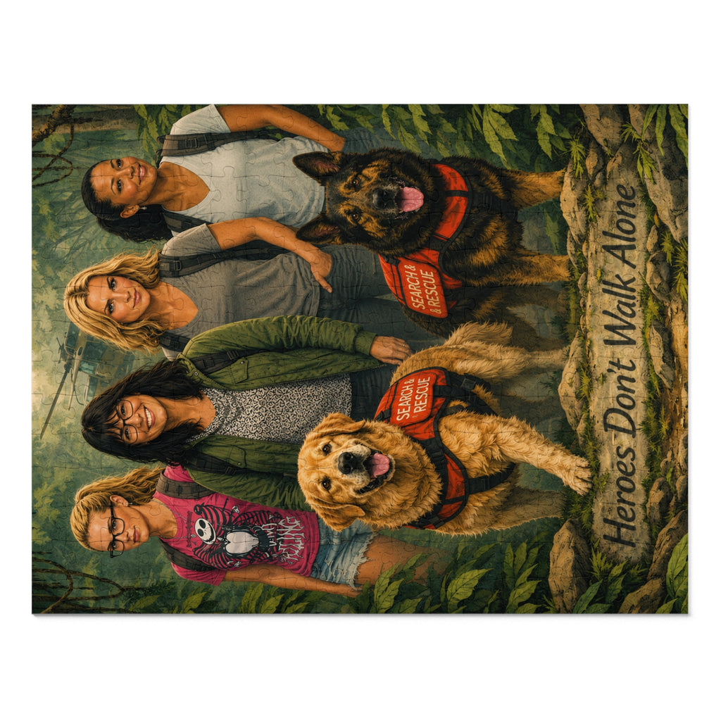 Heroes Don’t Walk Alone - Service Dog Jigsaw Puzzle with Tin