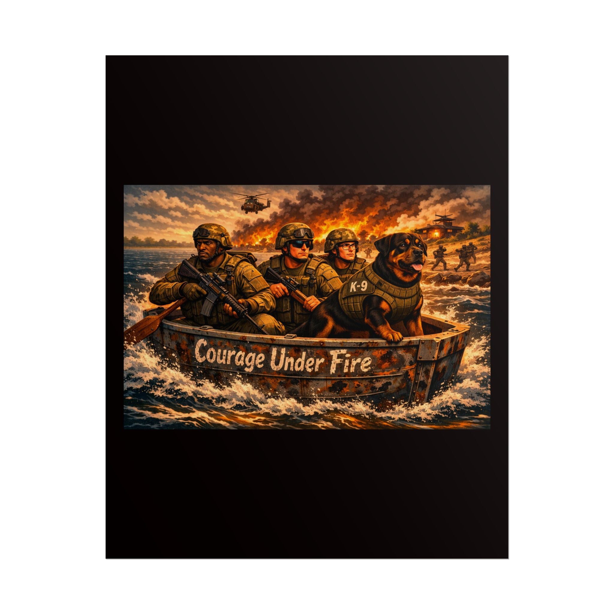 Rolled Poster — Courage Under Fire Military Wall Art (Veteran & K9 Tribute)