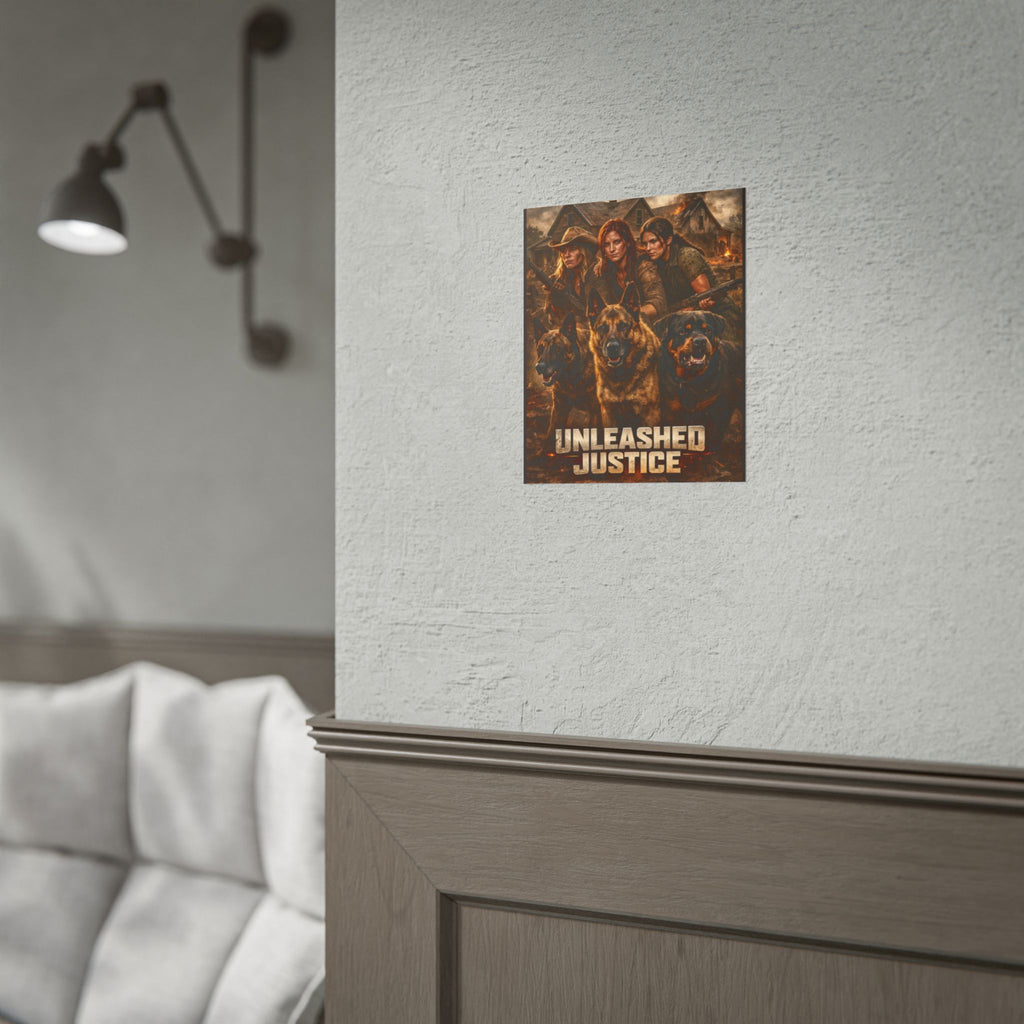 Rolled Poster — "Unleashed Justice" Action Movie Style Dog & Heroine Wall Art