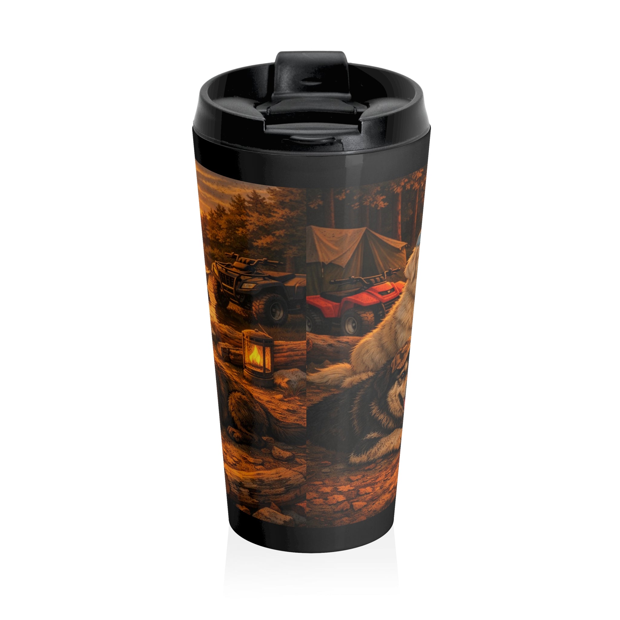 Rustic Bear Family Travel Mug — 'Born Country' Insulated Stainless Steel Tumbler