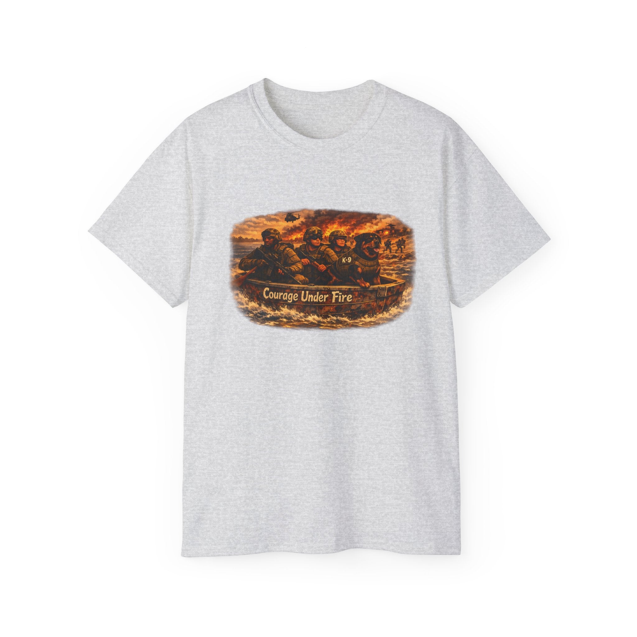 Courage Under Fire Tee — Vintage war Battle Scene Cotton Shirt