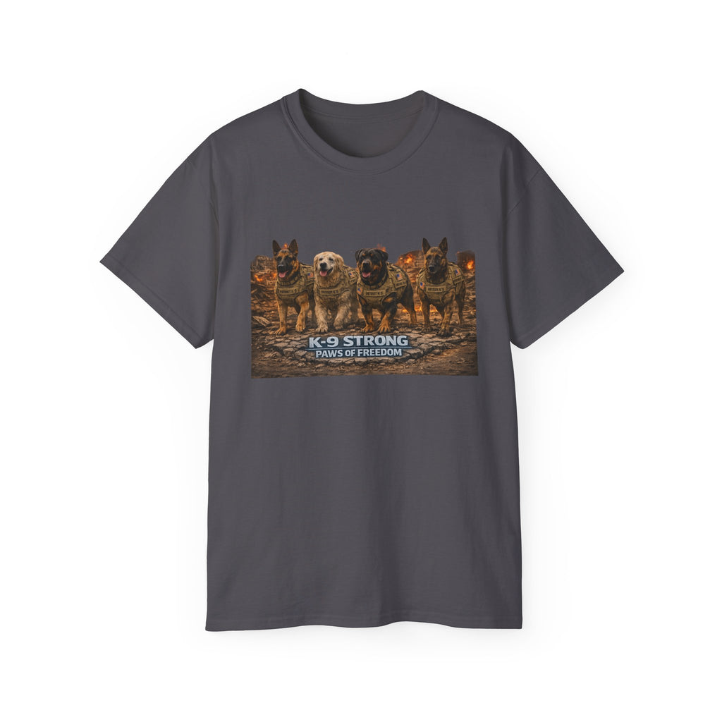 K-9 Strong Working Dog Tee – 'Paws of Freedom' Military & K9 Handler T-Shirt