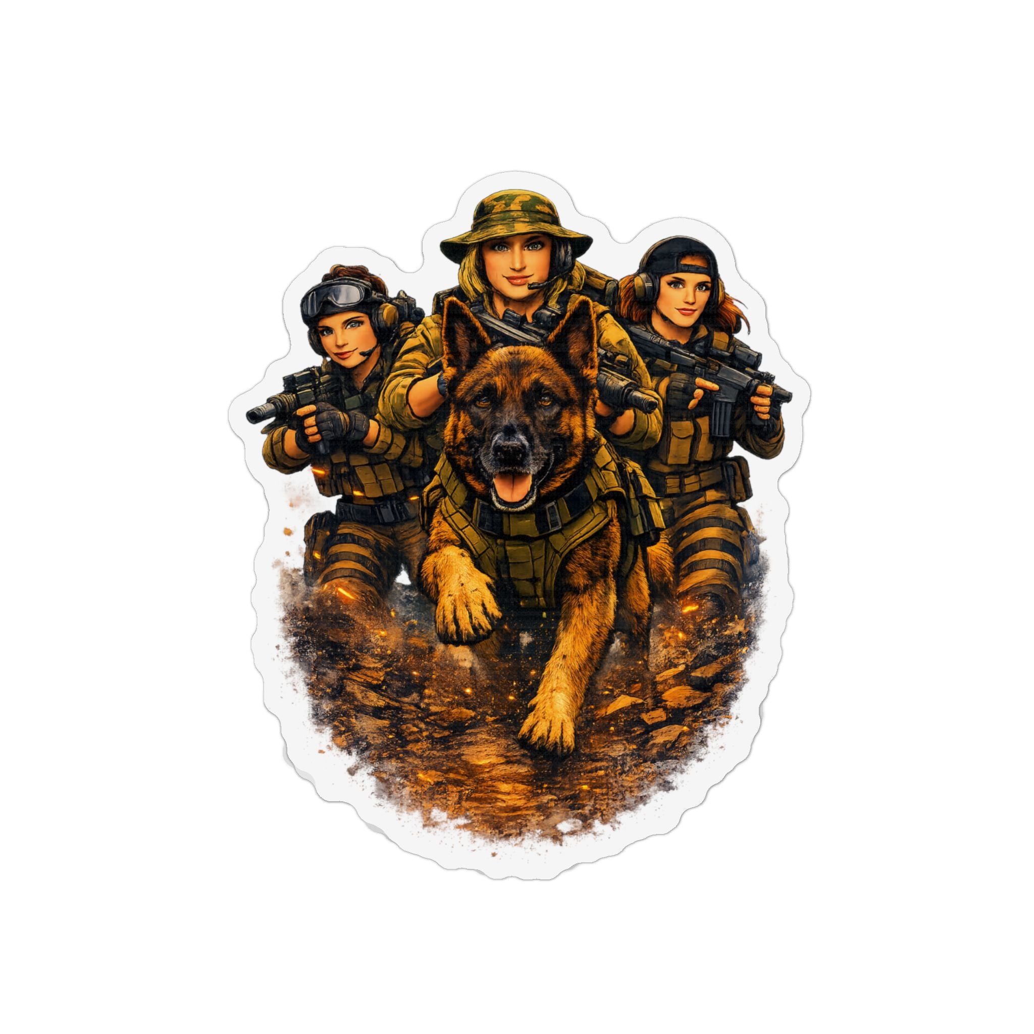 Military K9 Team Custom Shape Magnet — Soldier & Working Dog Tactical Sticker Magnet