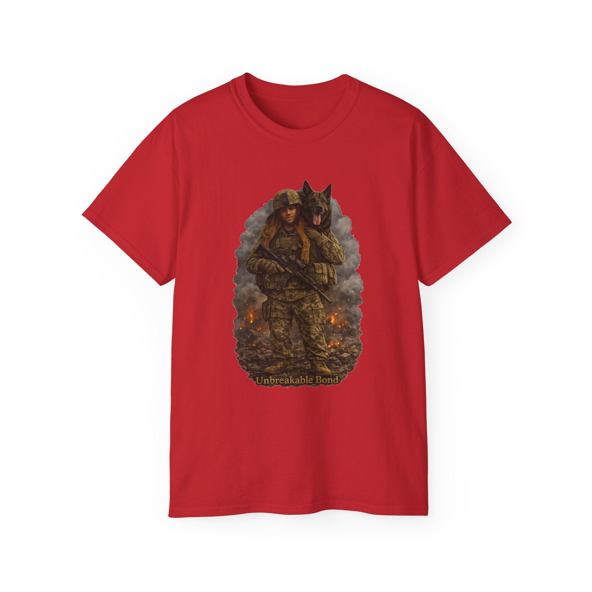 Soldier & K9 Camouflage T-Shirt — Military Veteran Tribute Tee