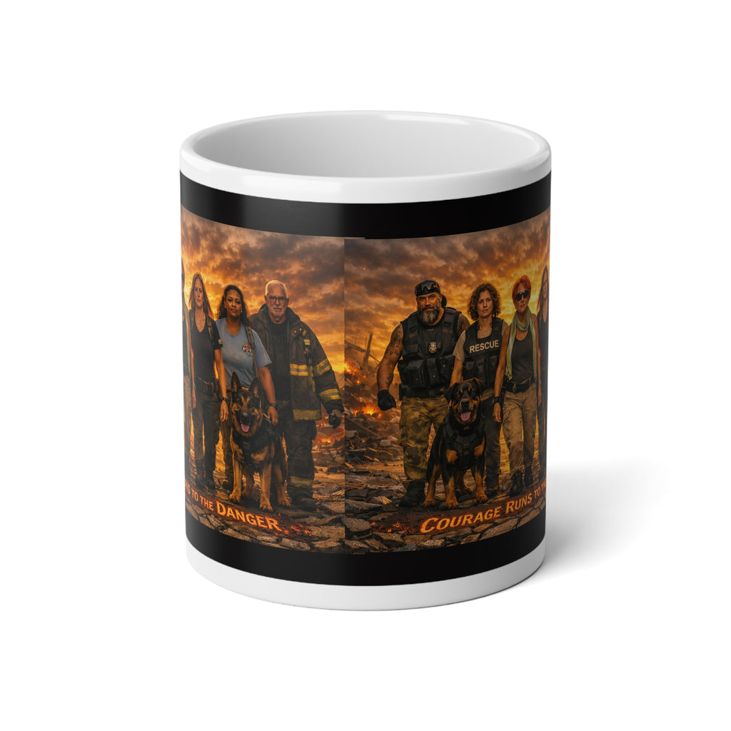 20oz Jumbo Coffee Mug — First Responders Tribute Design (Courage, K9 Rescue)