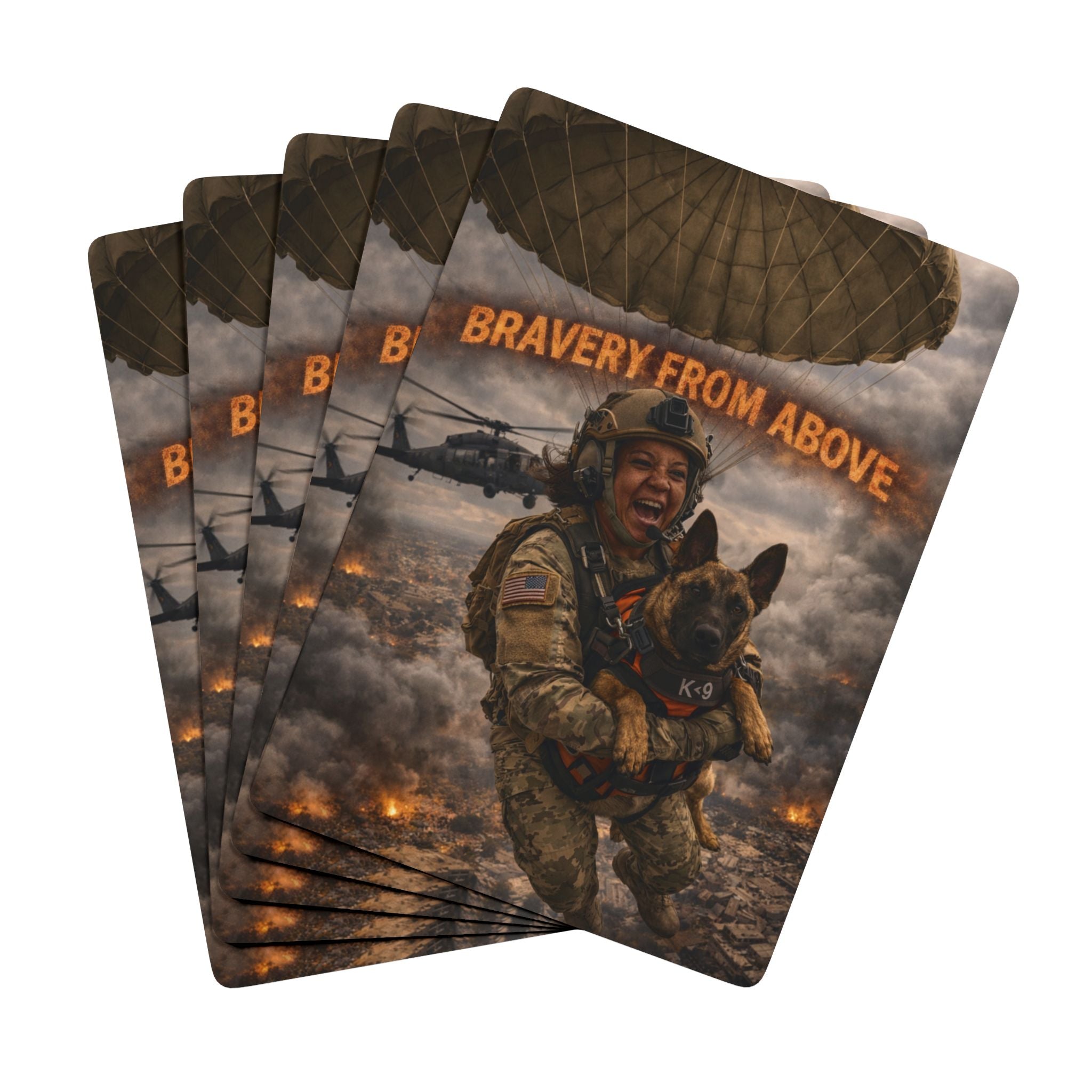 Bravery From Above Poker Playing Cards — Military Paratrooper K9 Deck