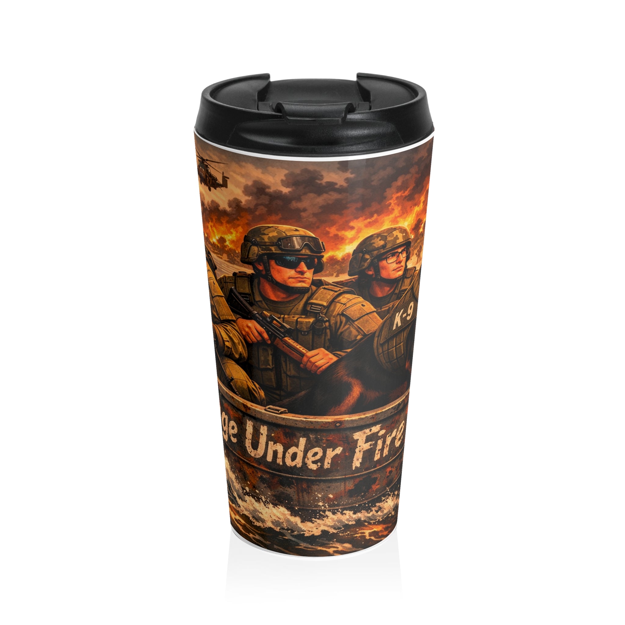 Military Rescue Team Stainless Steel Travel Mug – "Under Fire" Tactical Coffee Tumbler