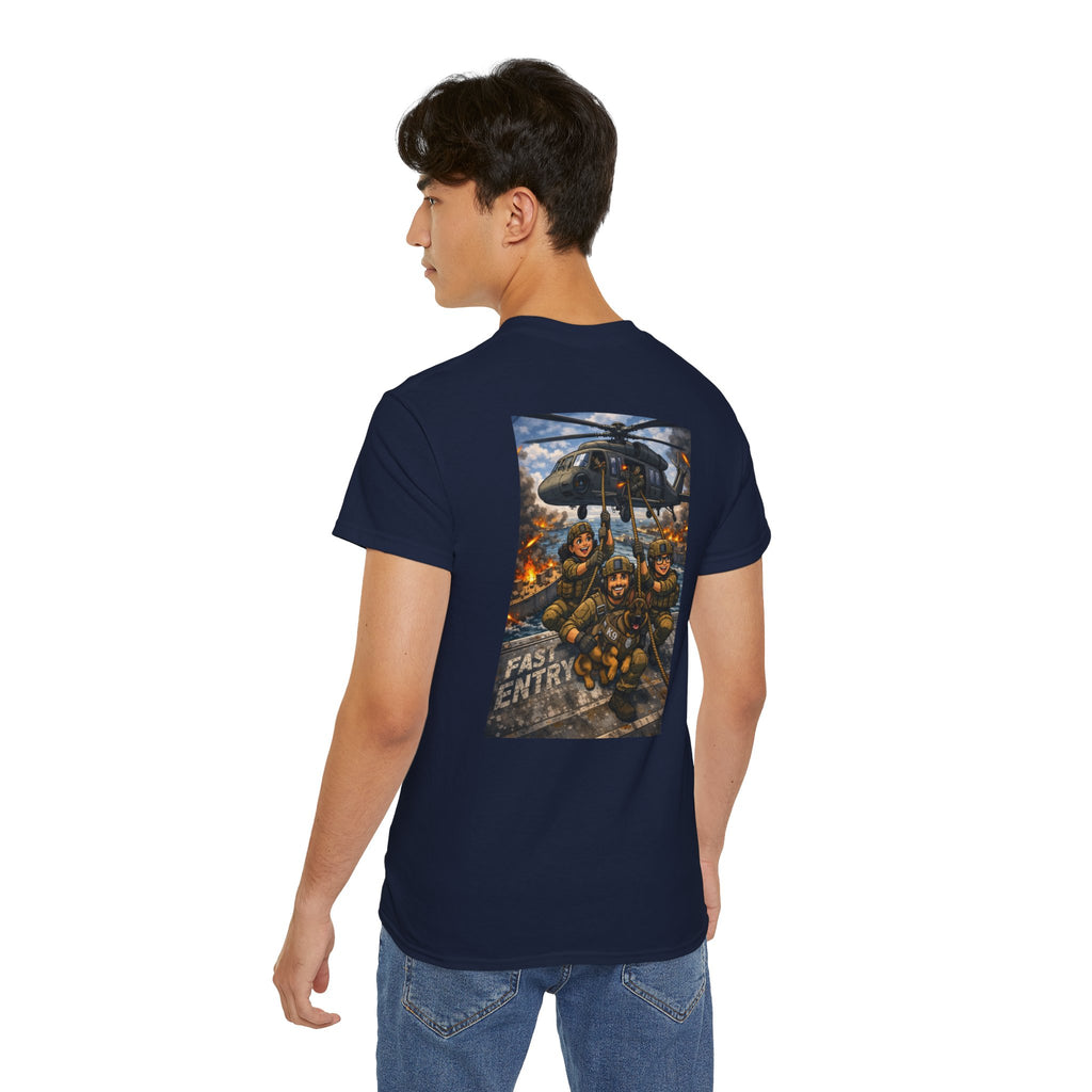 Military Rescue Team Graphic Tee — "Fast Entry" Helicopter Veteran Shirt
