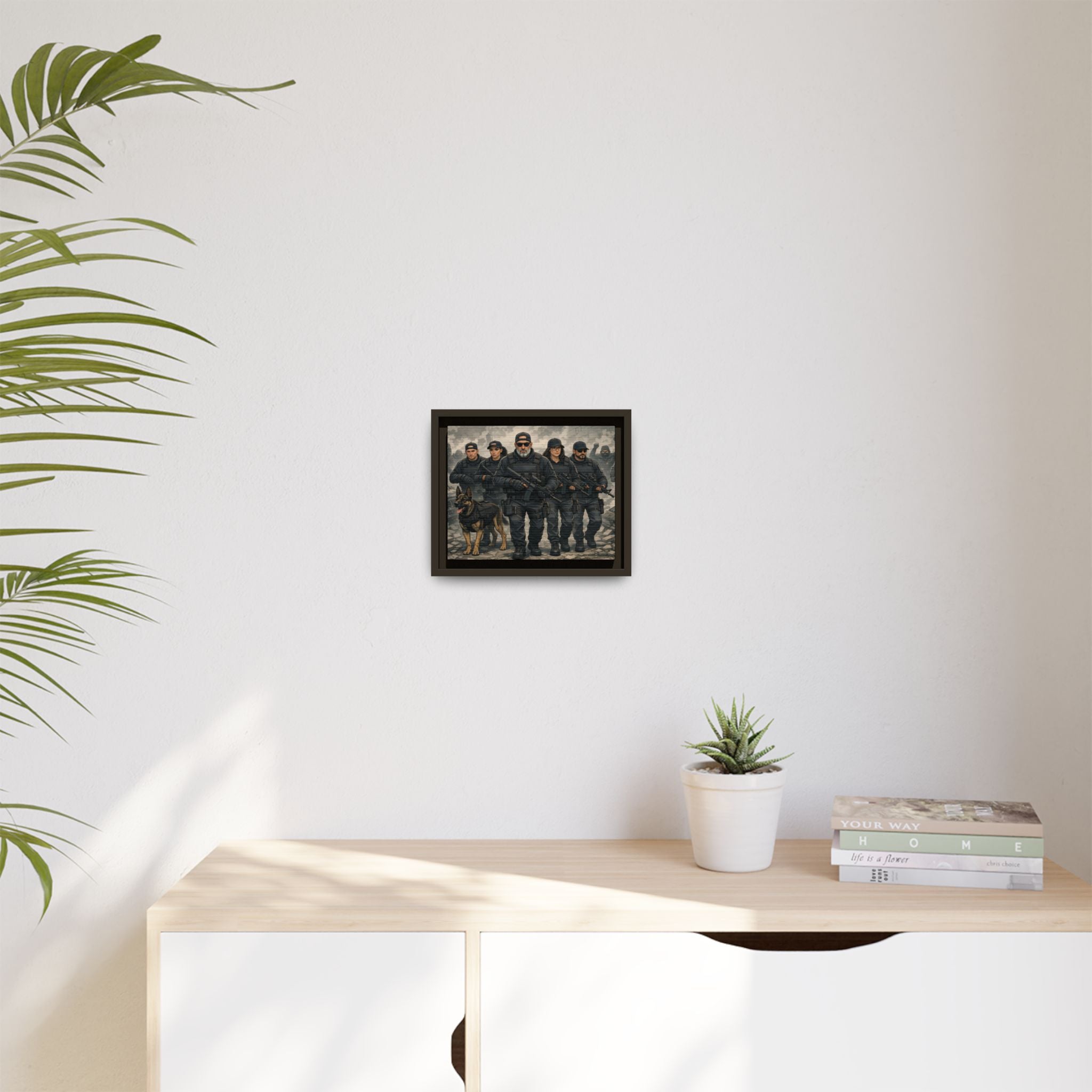 Framed Matte Canvas - Tactical SWAT Team Wall Art (K9 Unit)