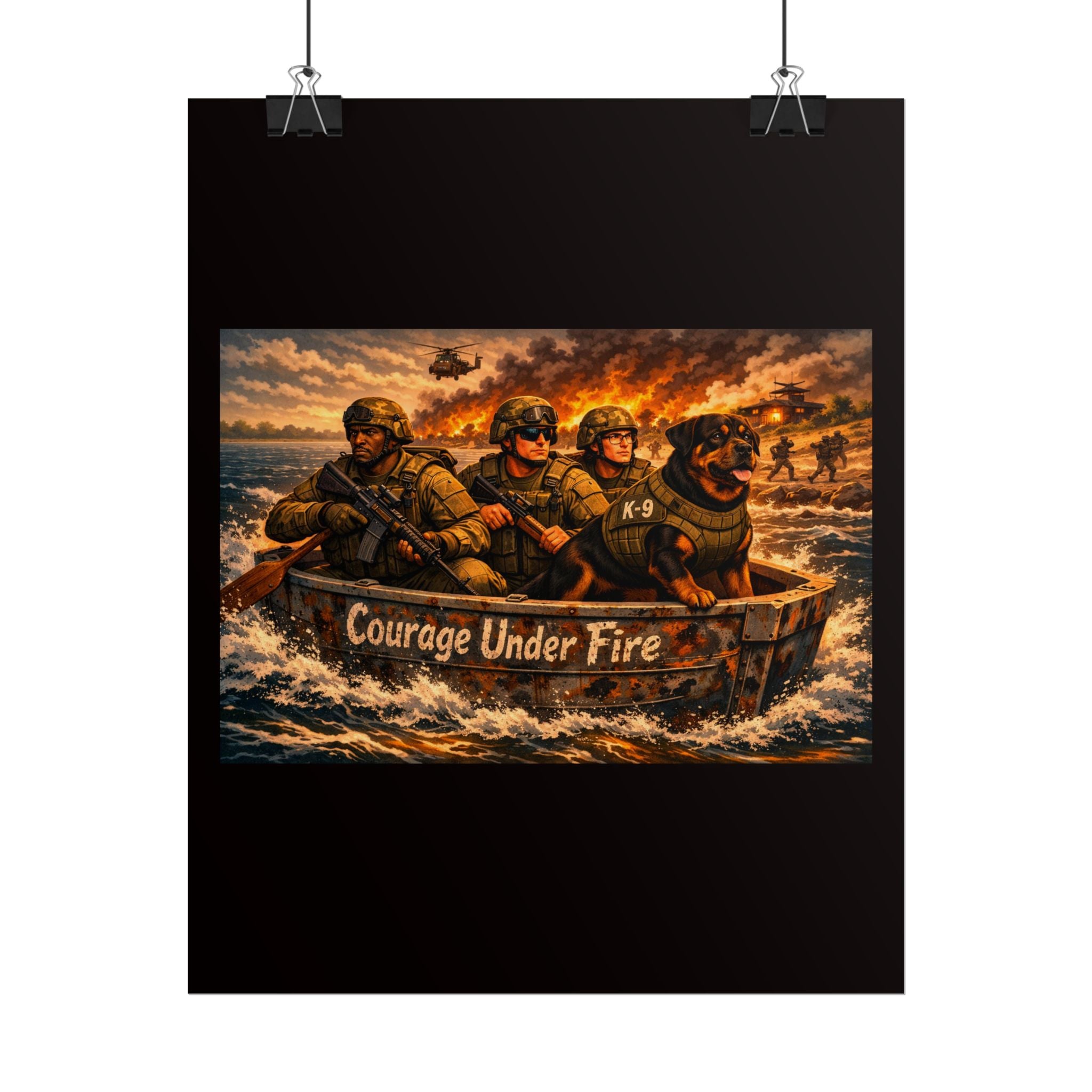 Rolled Poster — Courage Under Fire Military Wall Art (Veteran & K9 Tribute)