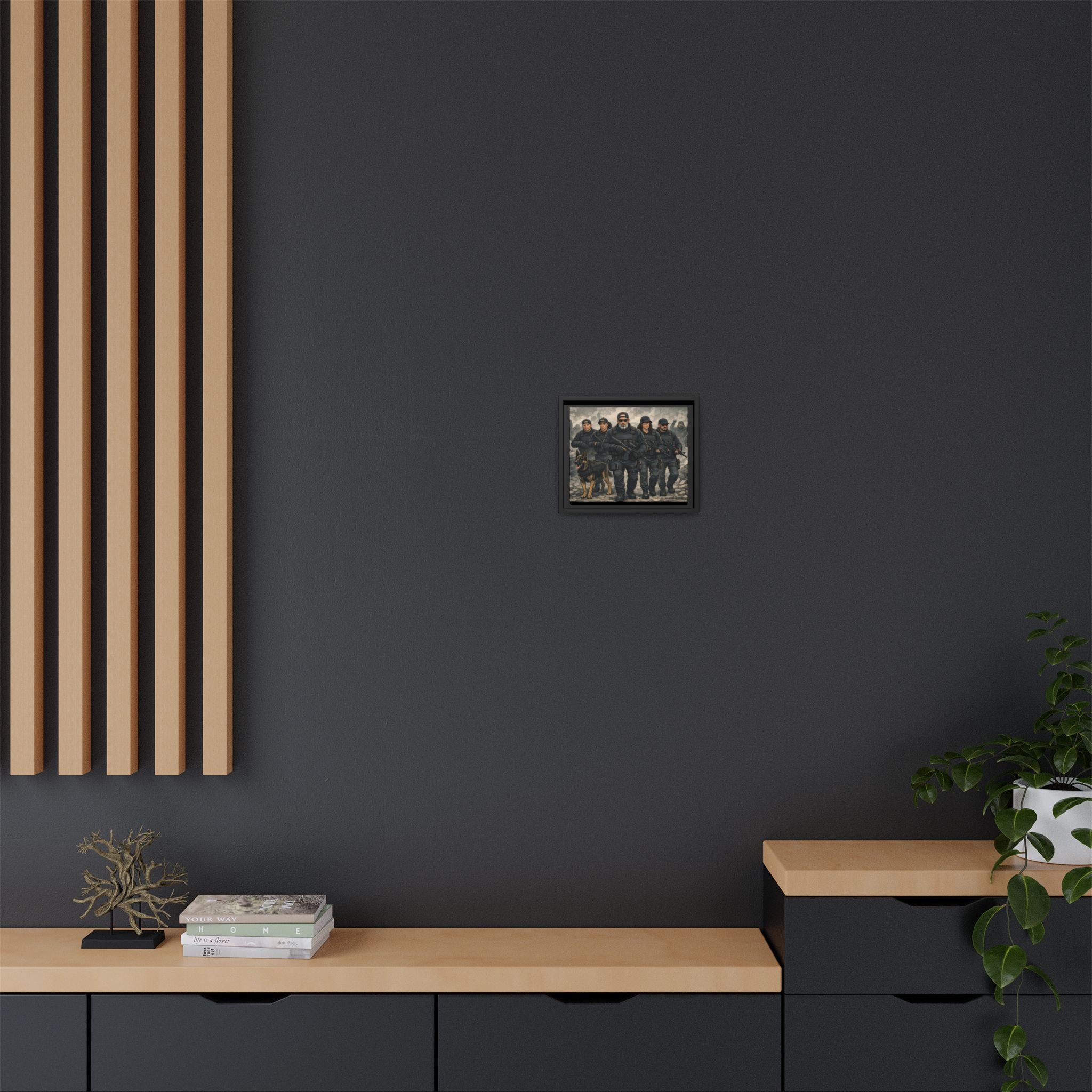 Framed Matte Canvas - Tactical SWAT Team Wall Art (K9 Unit)