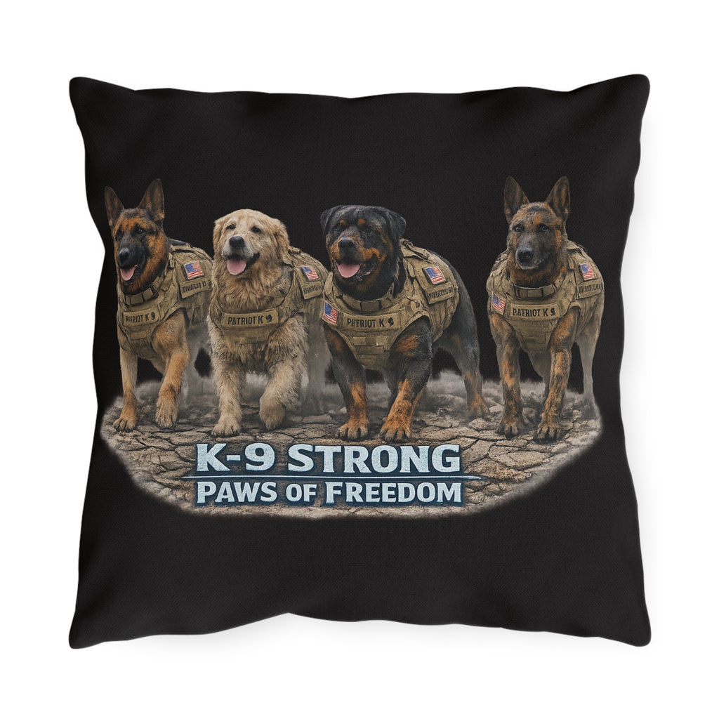 K-9 Strong Outdoor Pillow — "Paws of Freedom" Tactical Dog Decorative Pillow