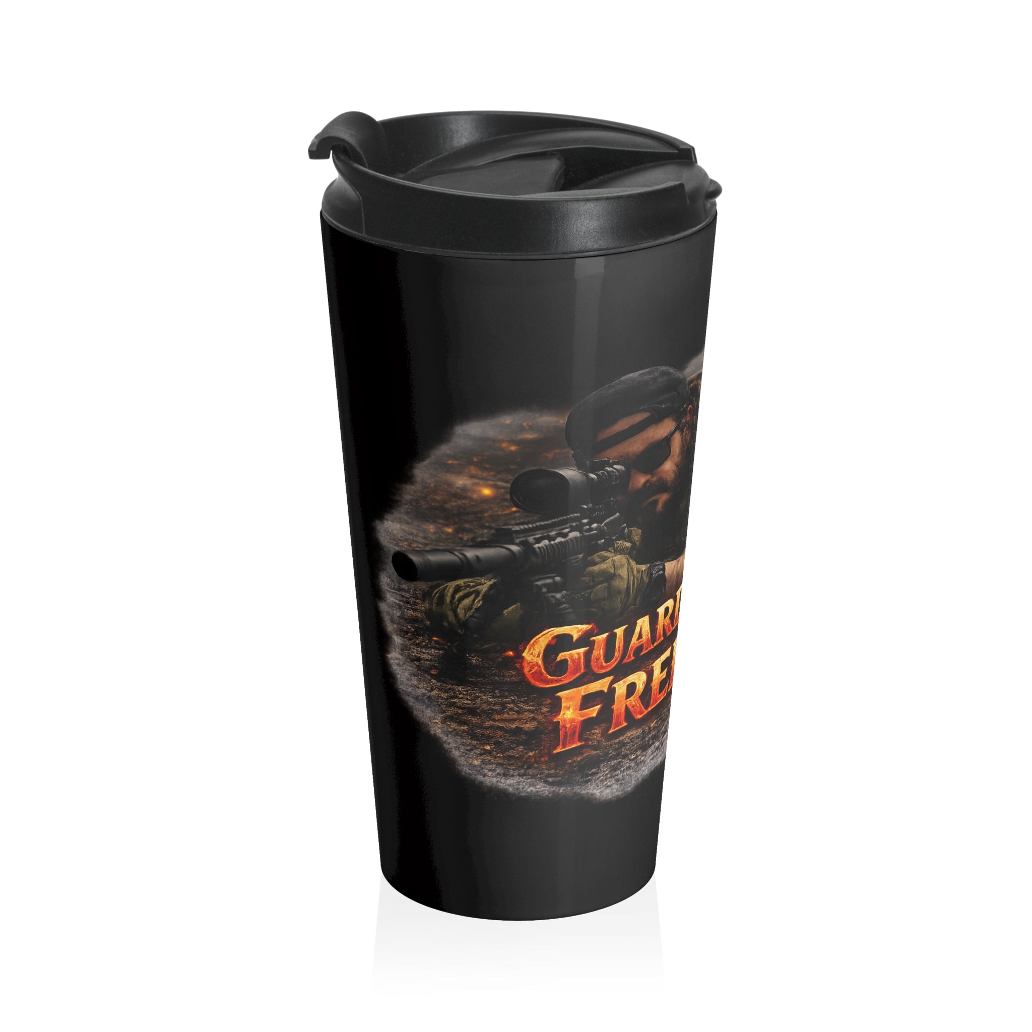 Travel Mug — 'Guardians of Freedom' Military Dog & Soldier Stainless Steel Tumbler