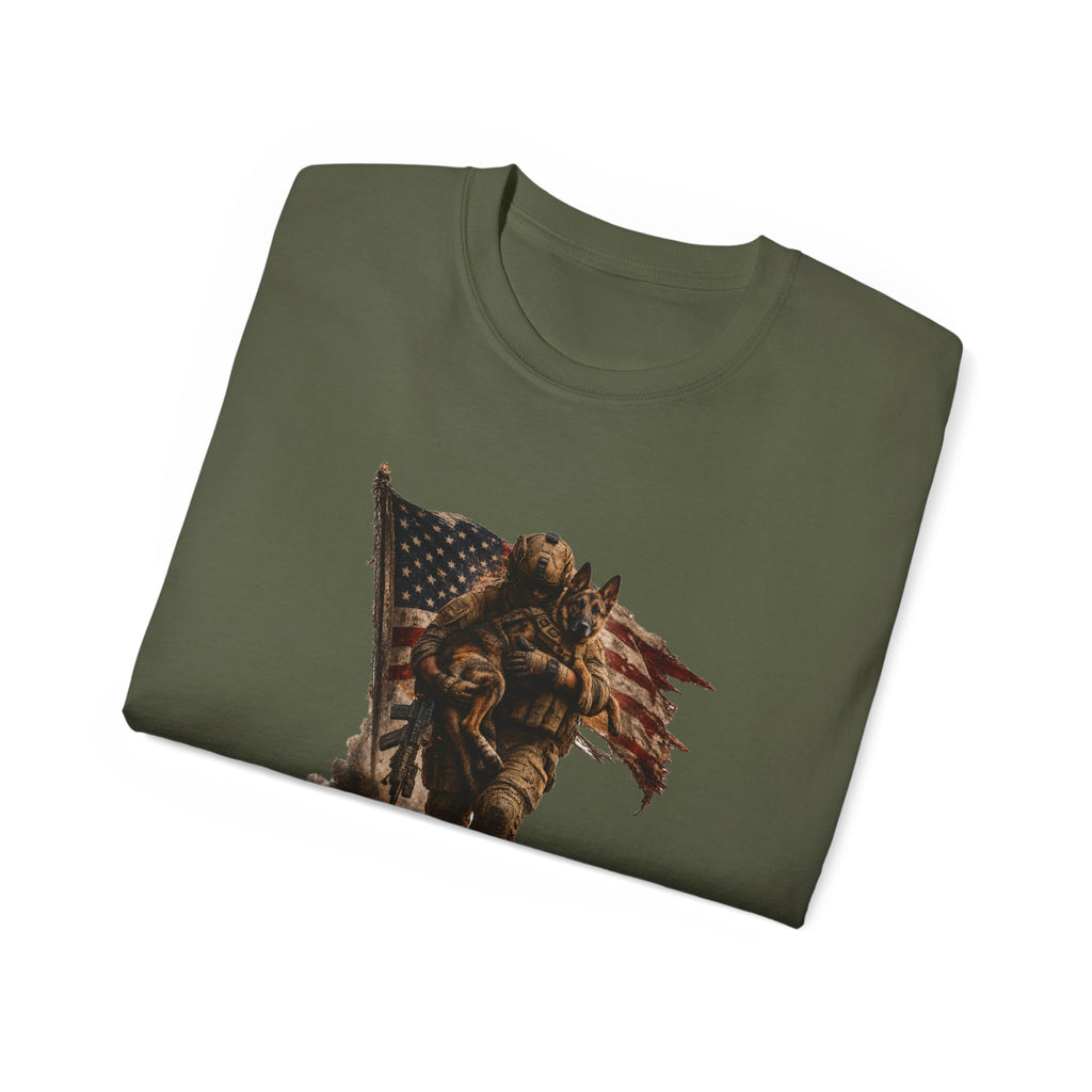 Patriotic Firefighter T-Shirt — "Here in Our Time Comes to Stand" Vintage Rescue Tee