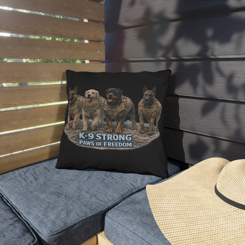 K-9 Strong Outdoor Pillow — "Paws of Freedom" Tactical Dog Decorative Pillow