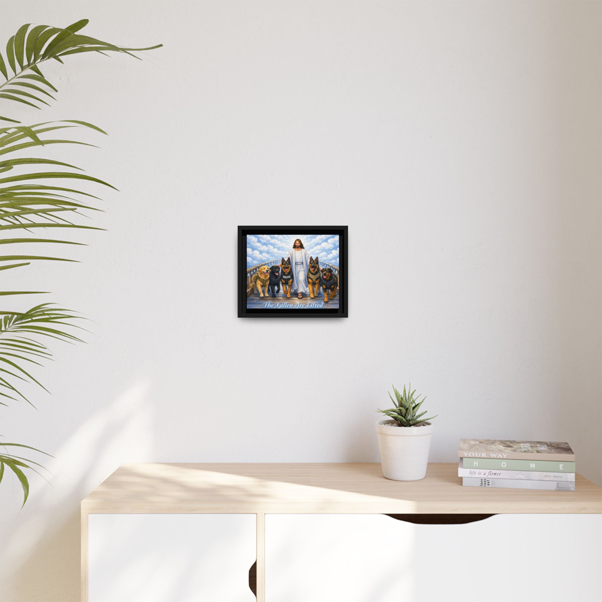 Canvas Wall Art — “The Fallen Are Lifted” K-9 Tribute (Framed Matte)
