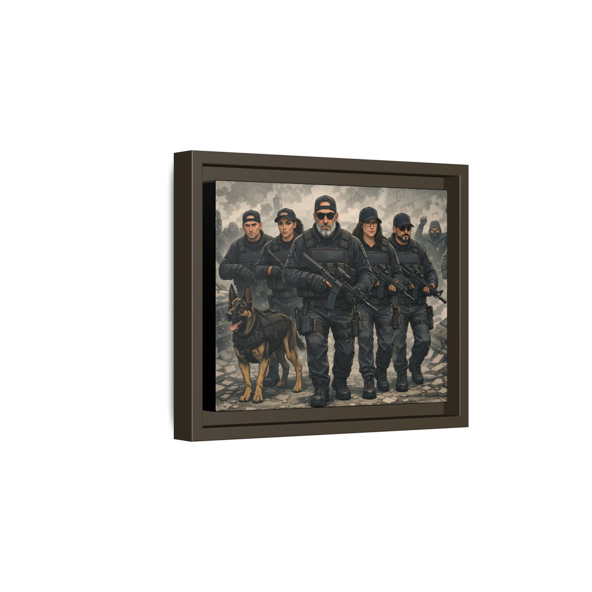 Framed Matte Canvas - Tactical SWAT Team Wall Art (K9 Unit)