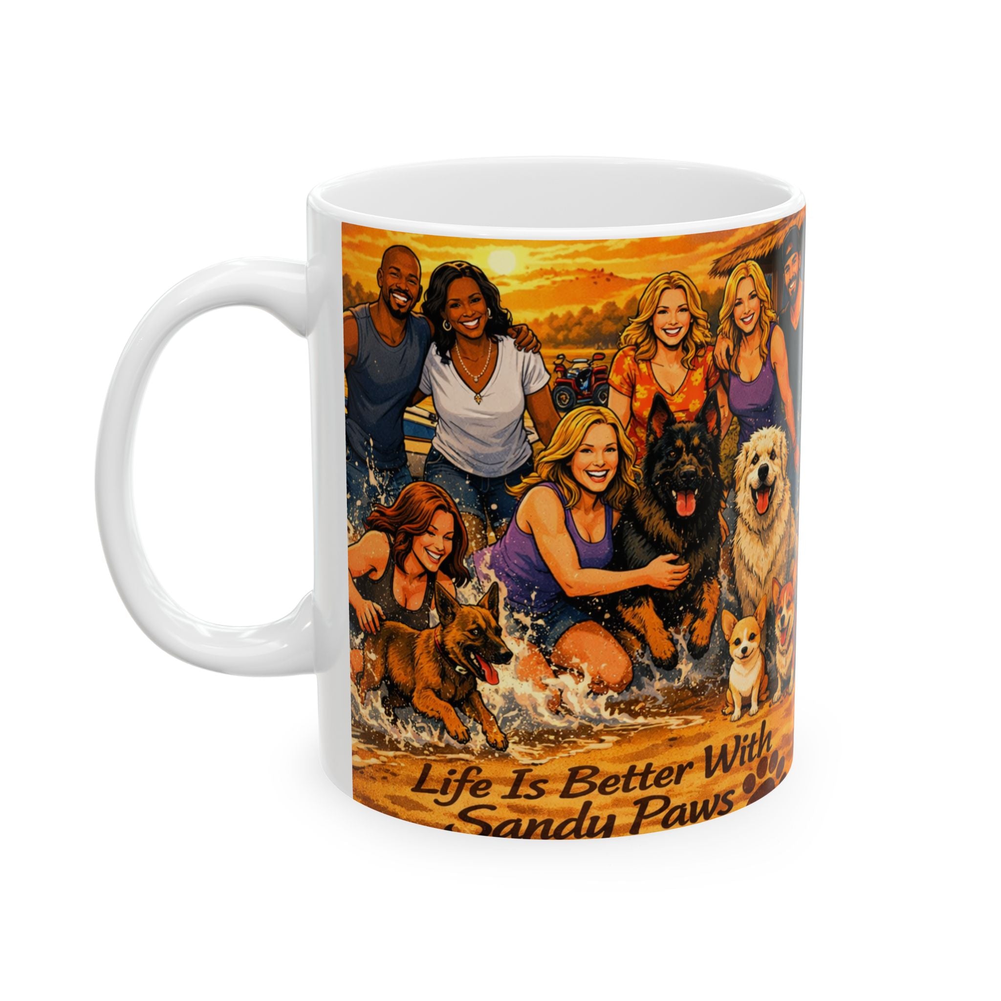 Dog-Loving Family Beach Mug – "Life Is Better With Dogs" Ceramic Coffee Cup (11oz/15oz)
