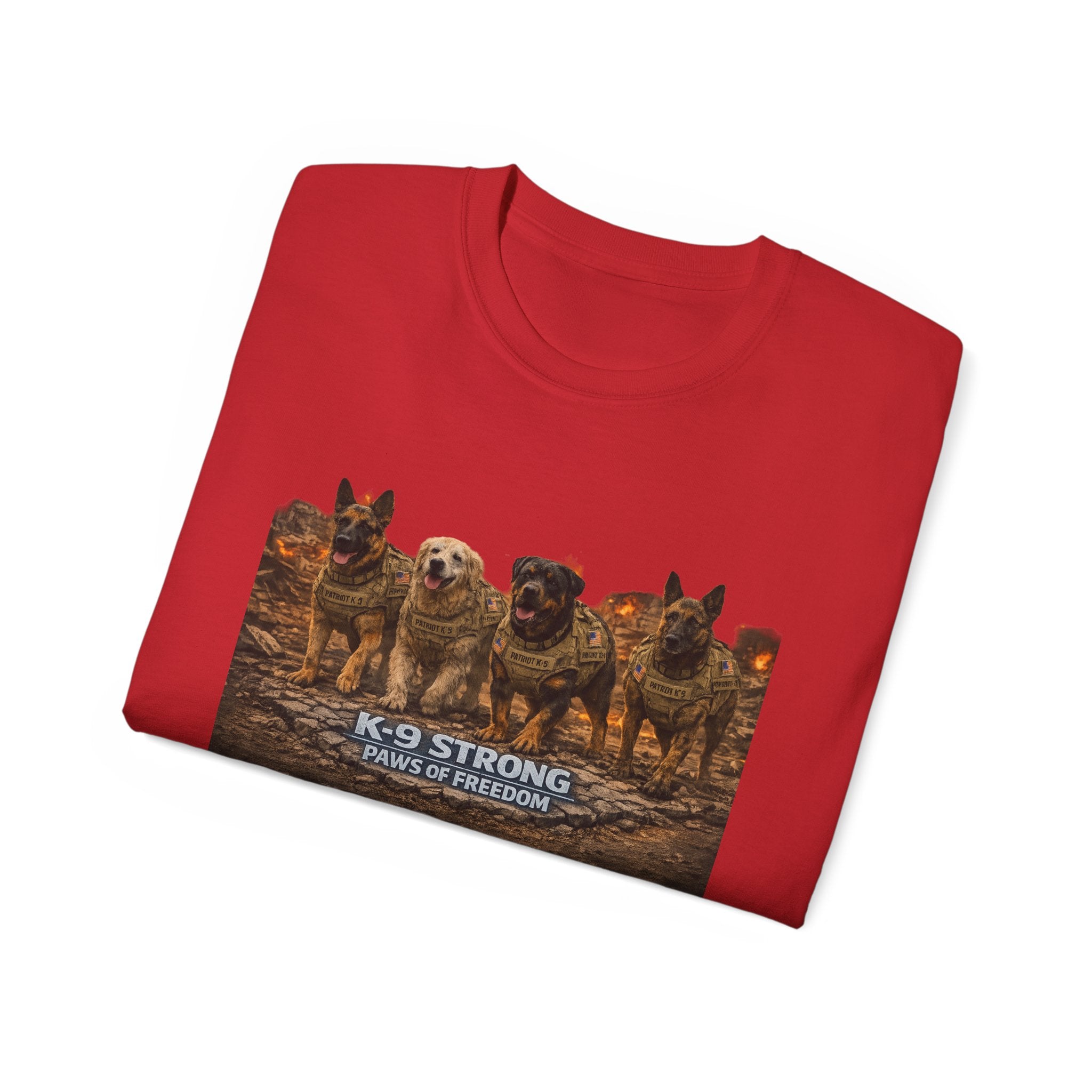 K-9 Strong Working Dog Tee – 'Paws of Freedom' Military & K9 Handler T-Shirt
