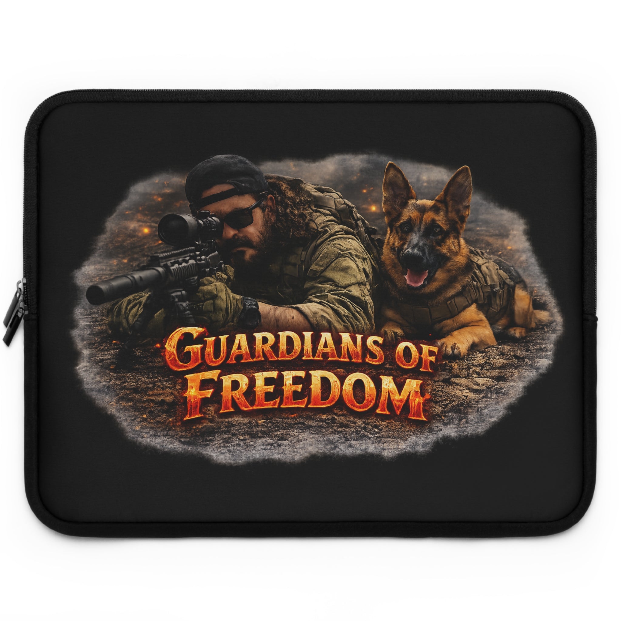 Guardians of Freedom Laptop Sleeve - Tactical Sniper & K9 Protective Case