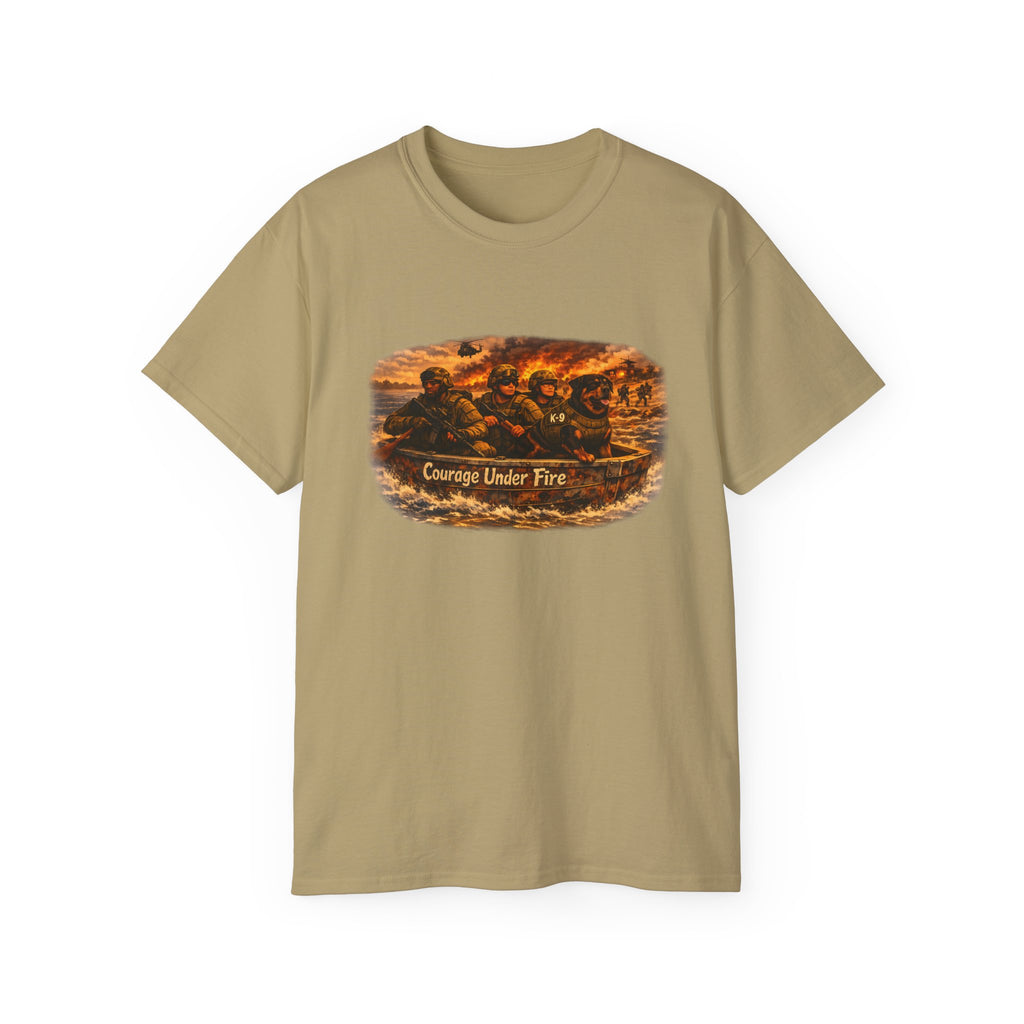 Courage Under Fire Tee — Vintage war Battle Scene Cotton Shirt