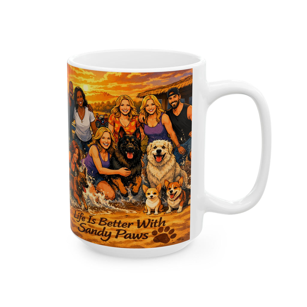 Dog-Loving Family Beach Mug – "Life Is Better With Dogs" Ceramic Coffee Cup (11oz/15oz)