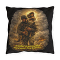 Outdoor Pillow – 'A Soldier's Last Goodbye and a Savior's First Embrace' Memorial Decorative Pillow