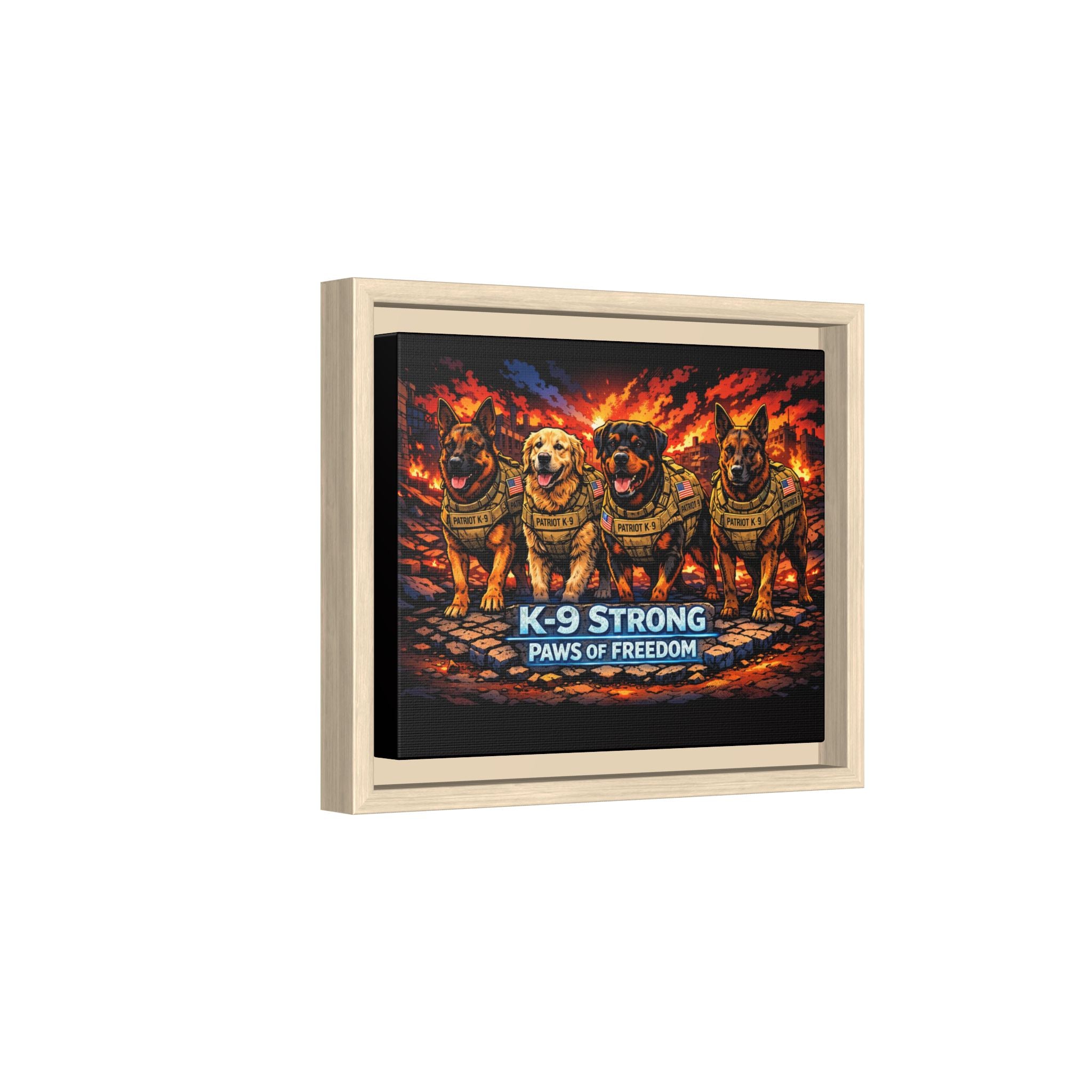 K-9 Strong "Paws of Freedom" Framed Matte Canvas