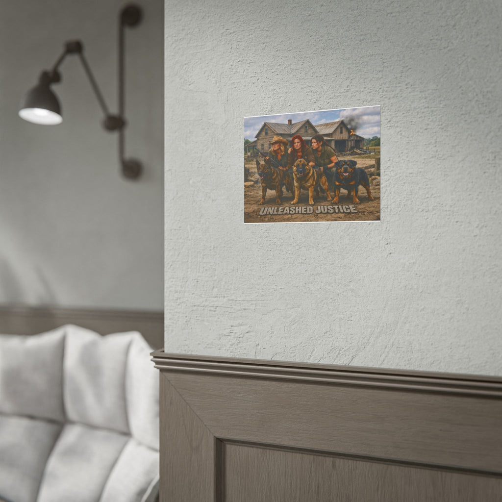 Unleashed Justice Poster — Action-packed Canine Vigilante Wall Art