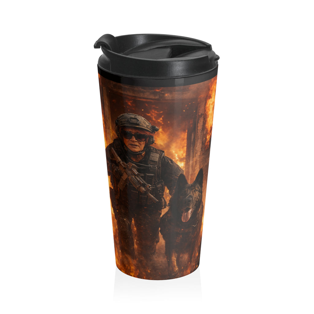 Wolf Flames Stainless Steel Travel Mug – Fire Wolf Insulated Tumbler