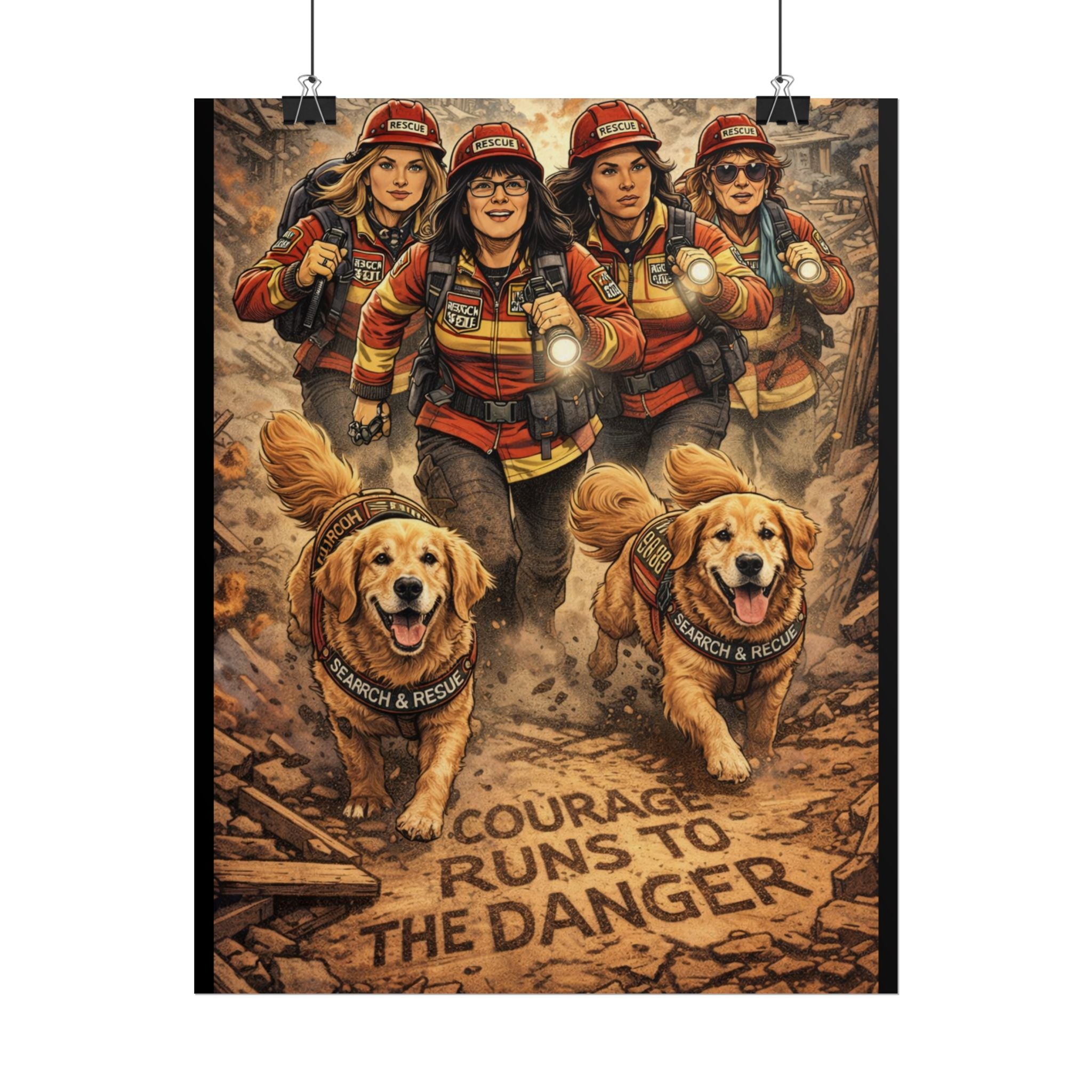 Search & Rescue Poster - "Courage Runs to the Danger" Rolled Art Print