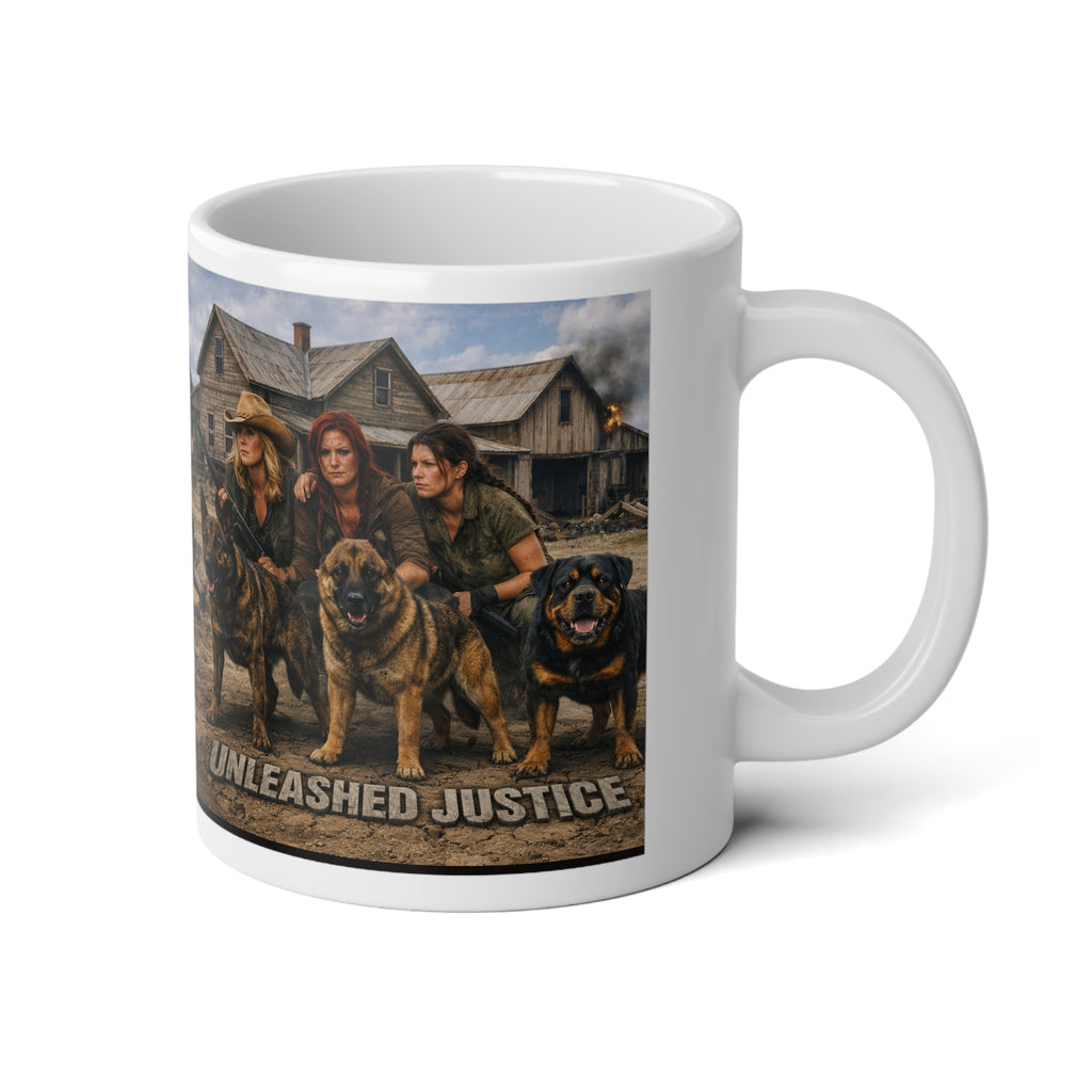 Jumbo Mug — "Unleashed Justice" Rottweiler Ranch 20oz Coffee Mug