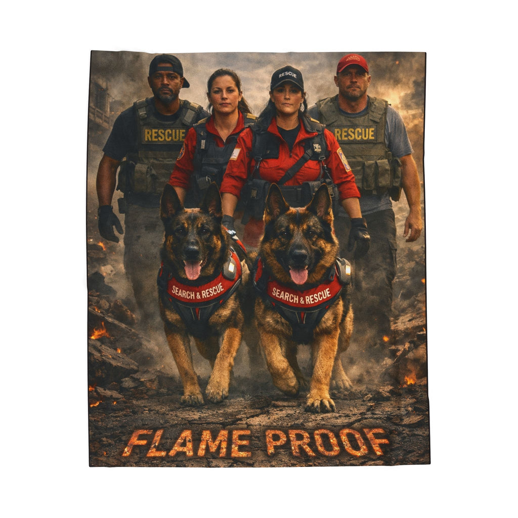 Search & Rescue K9 Velveteen Plush Blanket — Flame Proof Design