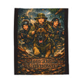 Into The Unknown Military Dog & Soldiers Velveteen Plush Blanket