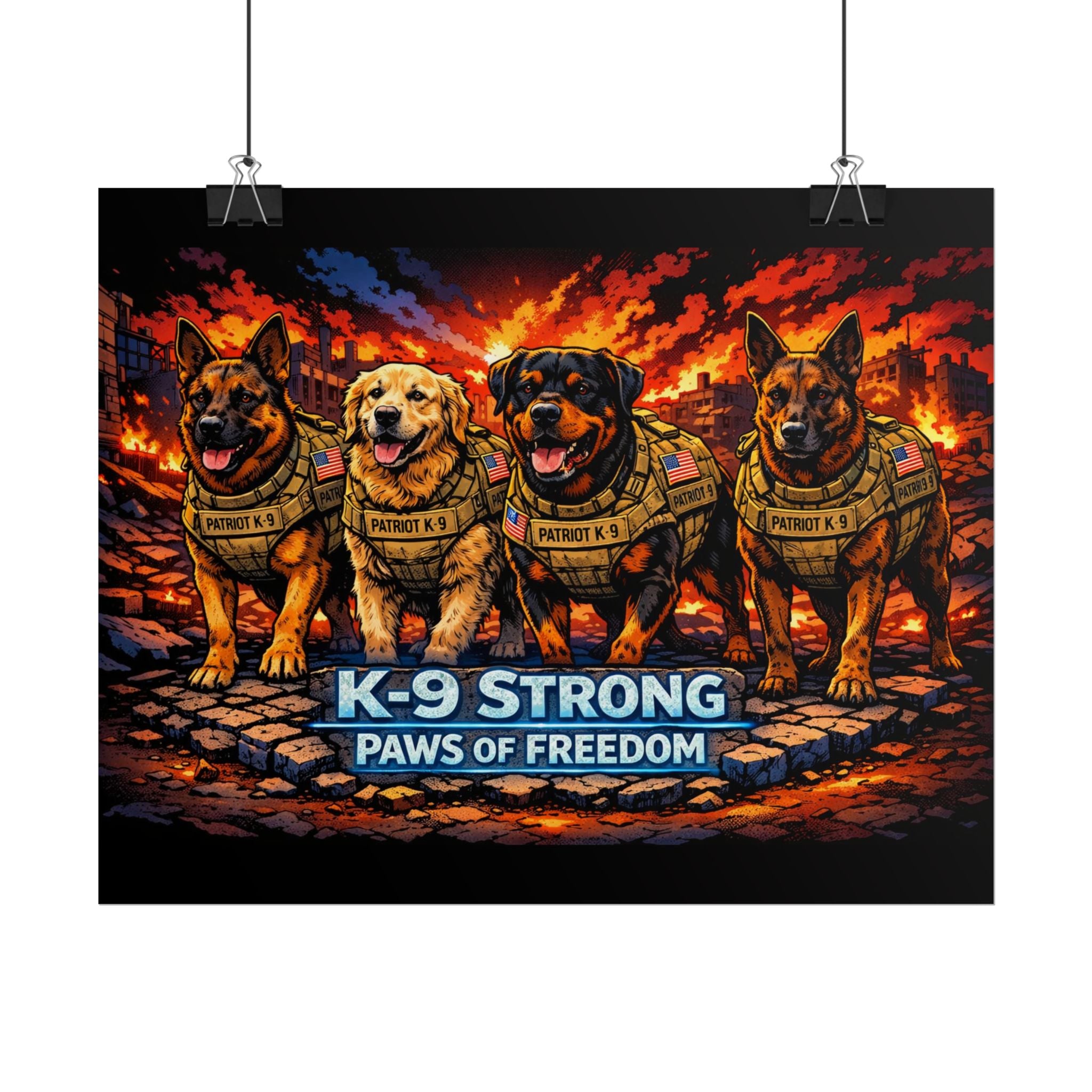 K-9 Strong Poster — "Paws of Freedom" Patriotic Police Dog Wall Art