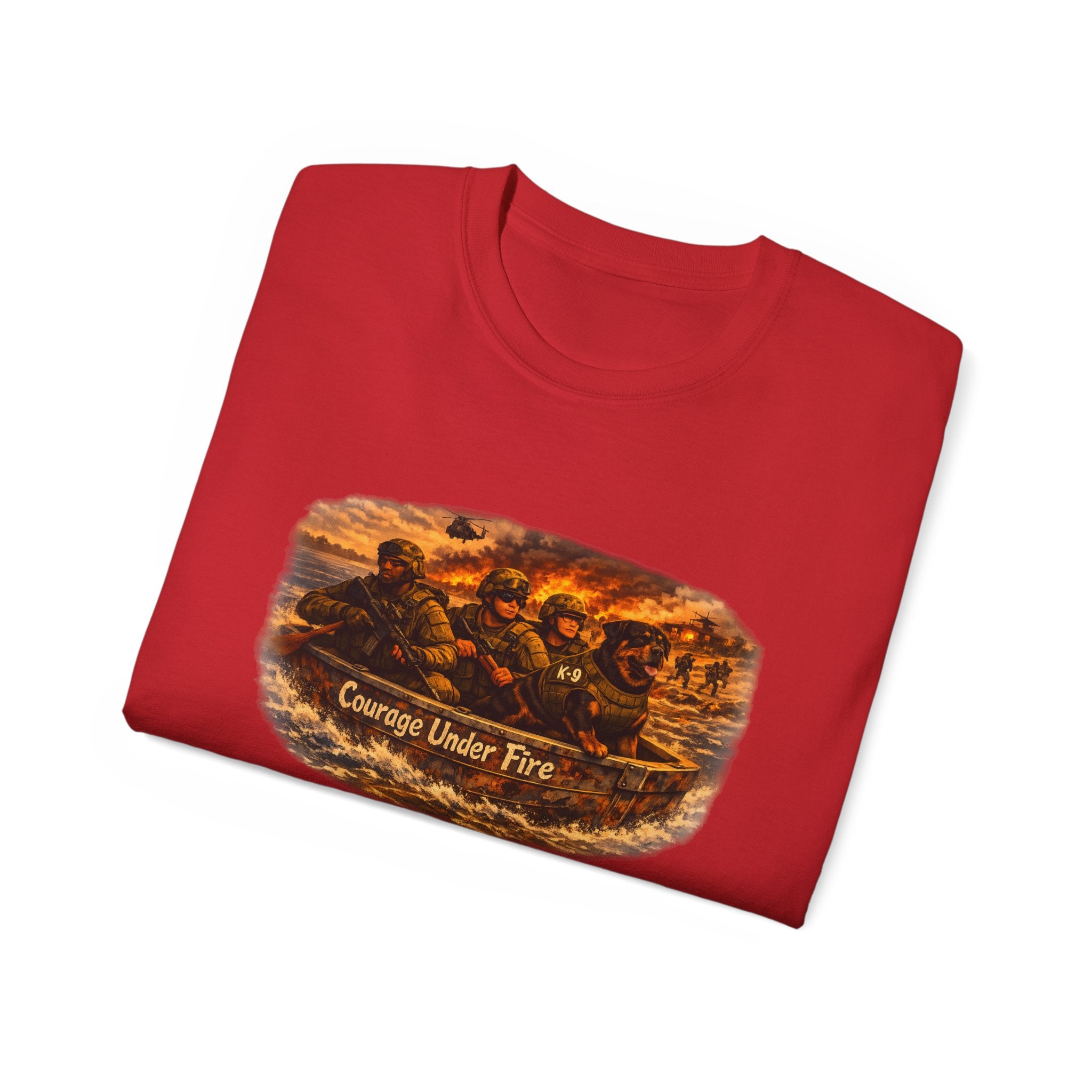 Courage Under Fire Tee — Vintage war Battle Scene Cotton Shirt