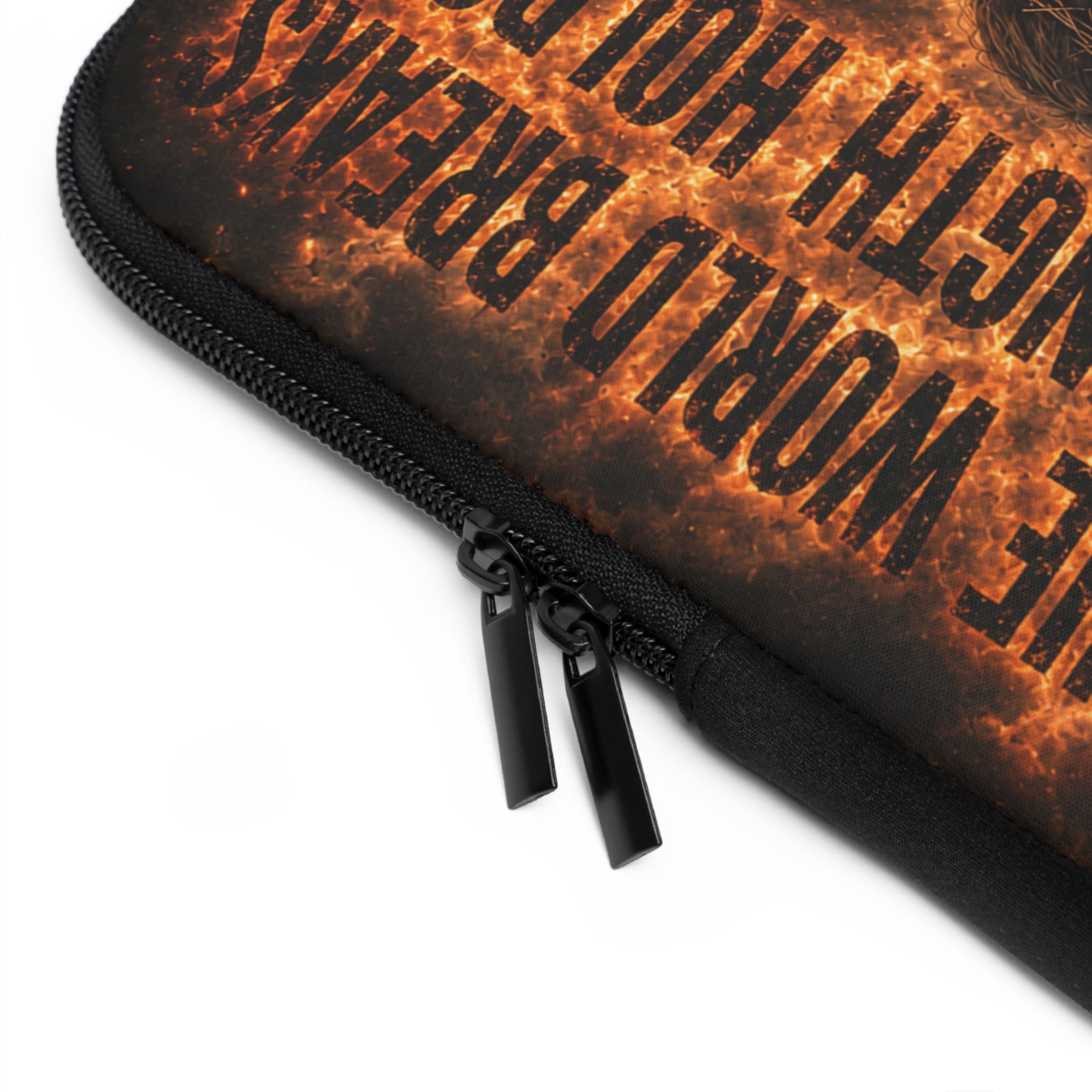Jesus with Dog Laptop Sleeve — "Where the World Breaks, His Strength Holds" Christian Protective Sleeve