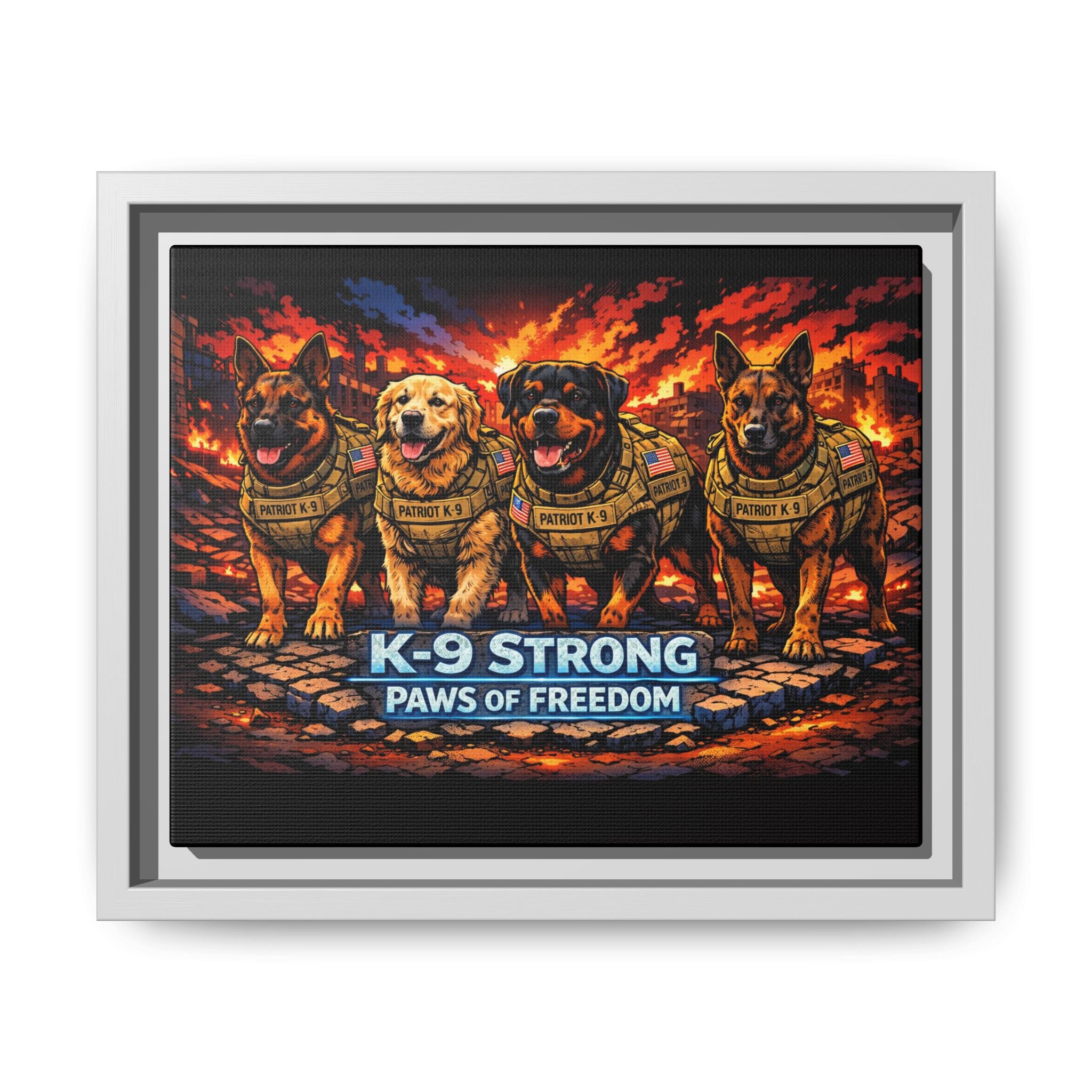 K-9 Strong "Paws of Freedom" Framed Matte Canvas