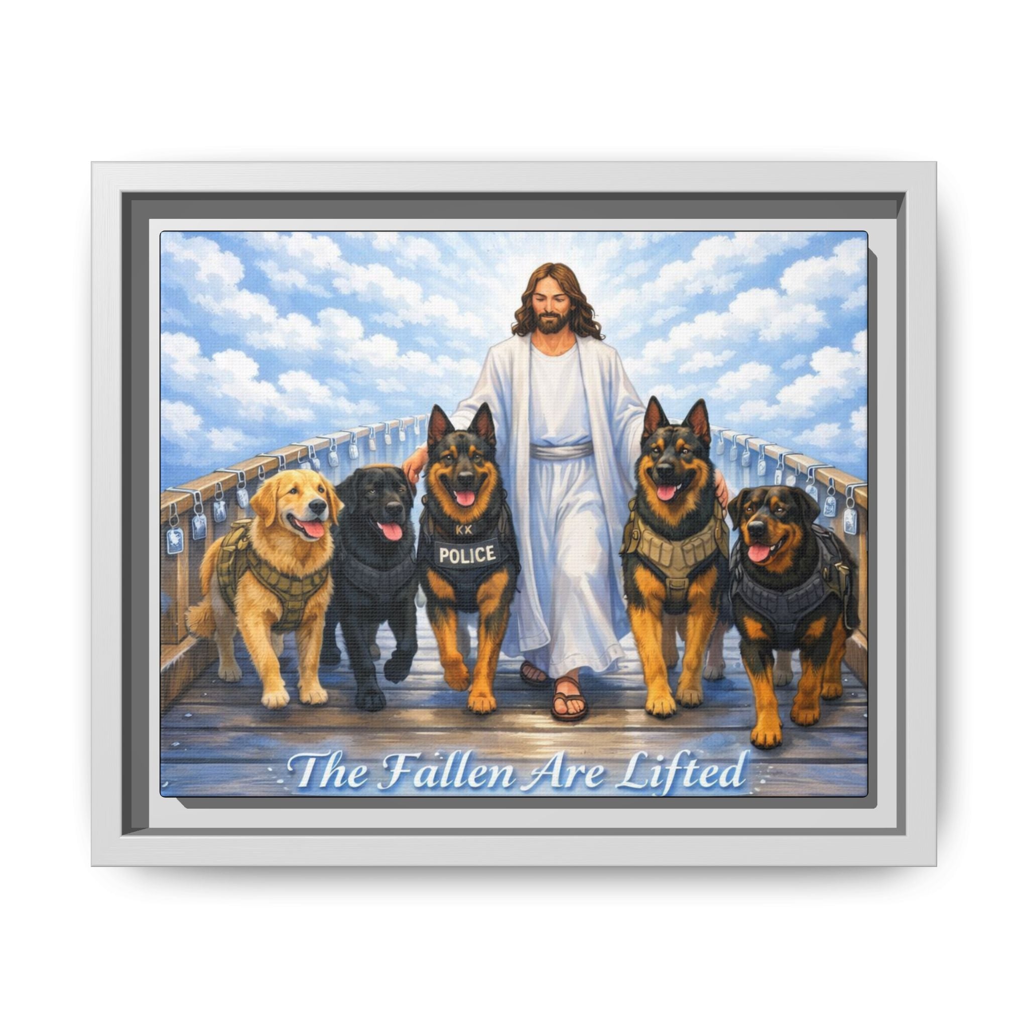 Canvas Wall Art — “The Fallen Are Lifted” K-9 Tribute (Framed Matte)