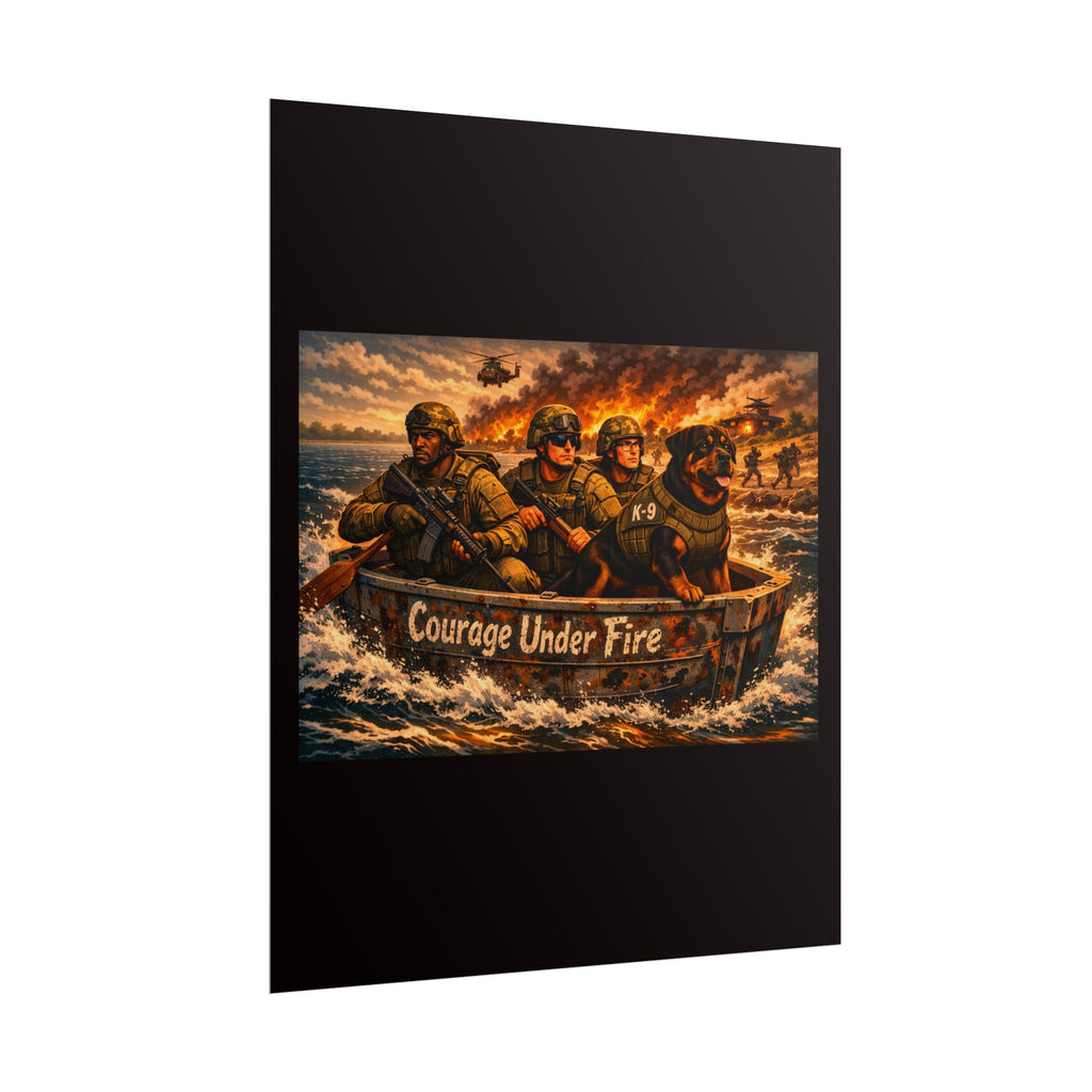 Rolled Poster — Courage Under Fire Military Wall Art (Veteran & K9 Tribute)