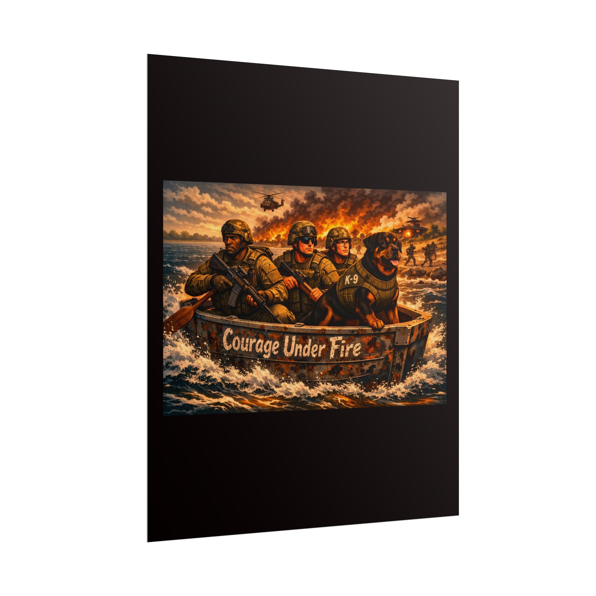 Rolled Poster — Courage Under Fire Military Wall Art (Veteran & K9 Tribute)