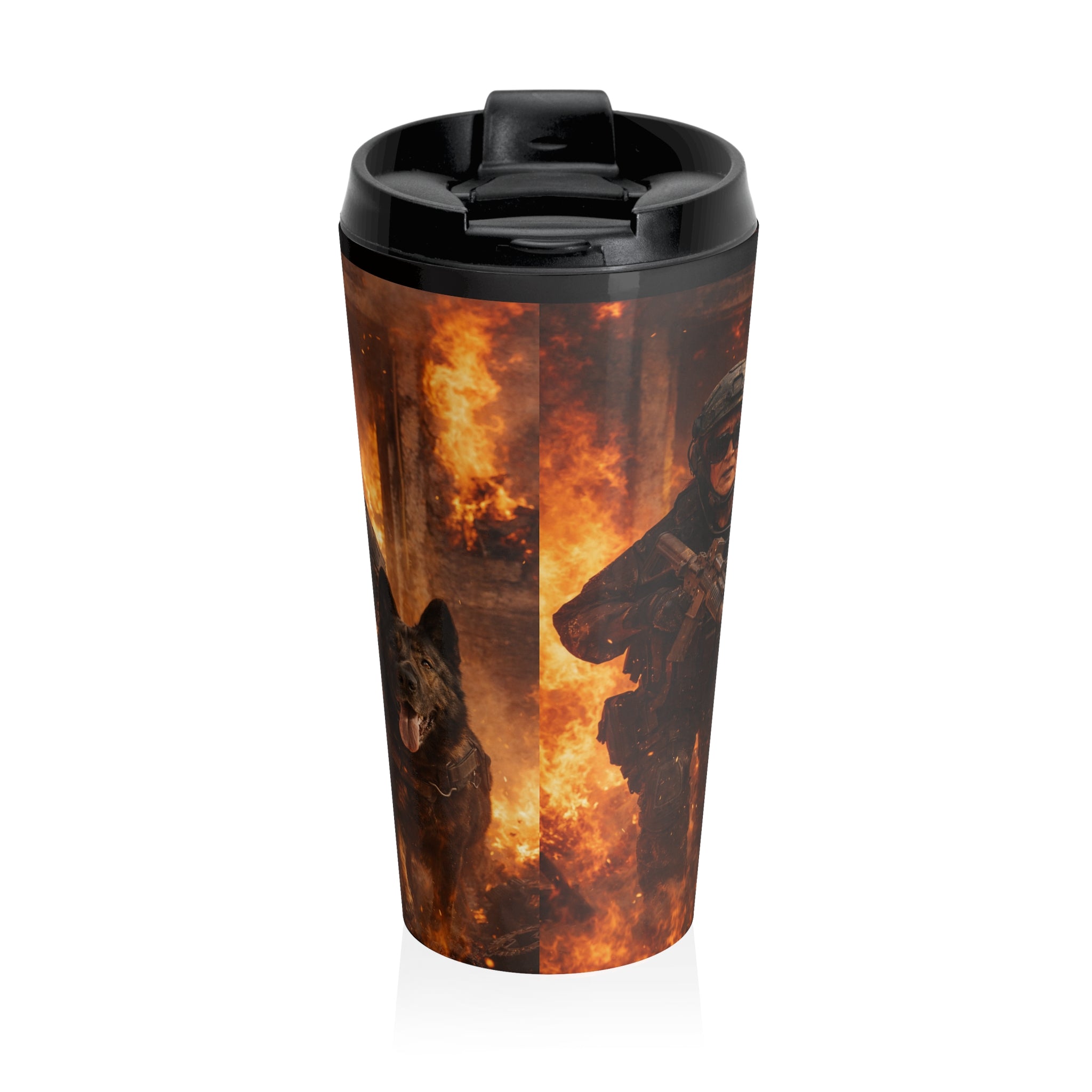 Wolf Flames Stainless Steel Travel Mug – Fire Wolf Insulated Tumbler
