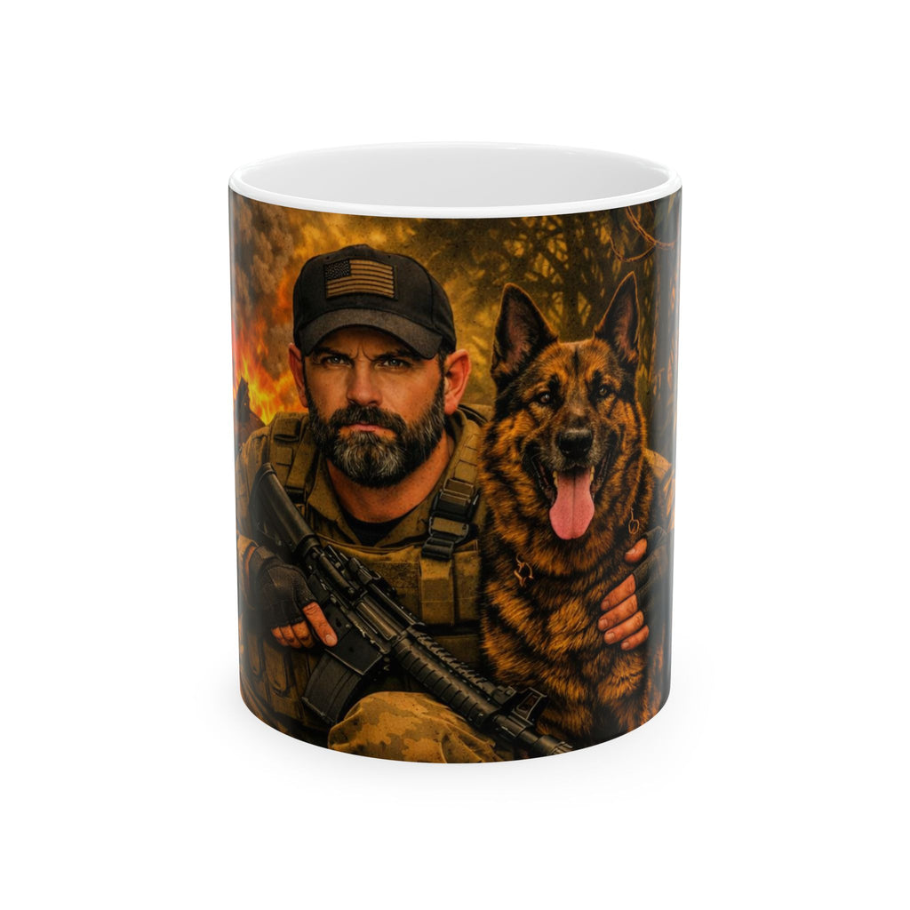 Tactical Soldier & K9 Ceramic Mug — Military Dog Lover Coffee Cup (11oz, 15oz)