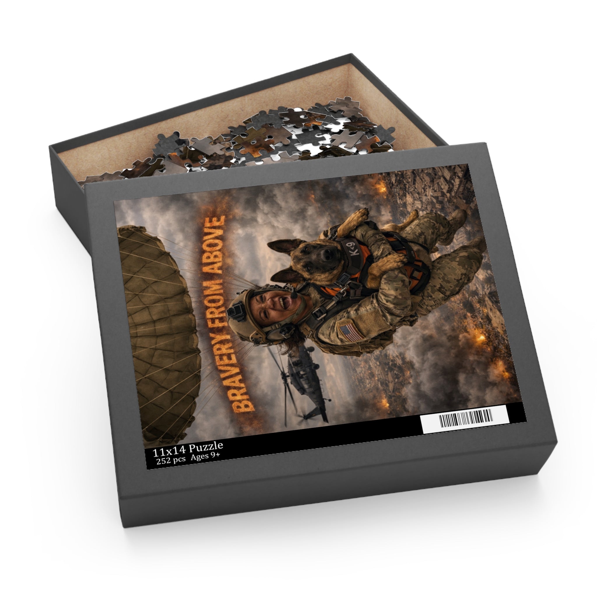 Puzzle — "Bravery From Above" Military Parachute K9 Jigsaw (120/252/500-piece)