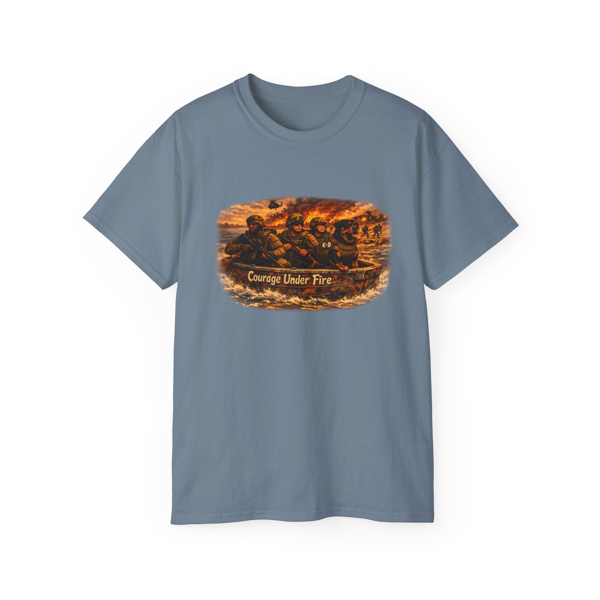 Courage Under Fire Tee — Vintage war Battle Scene Cotton Shirt