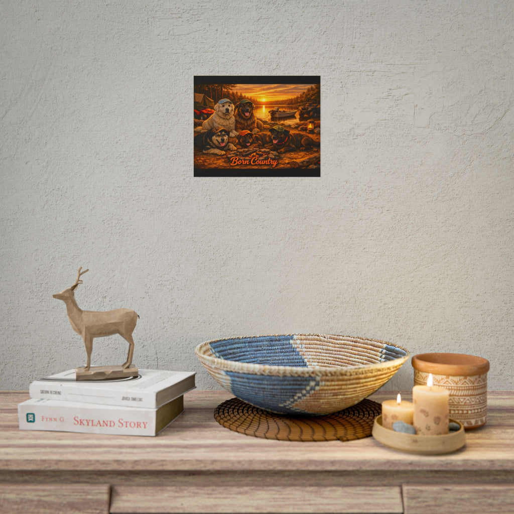 Born Country Camping Dogs Poster — Rolled Wall Art for Outdoorsy Dog Lovers