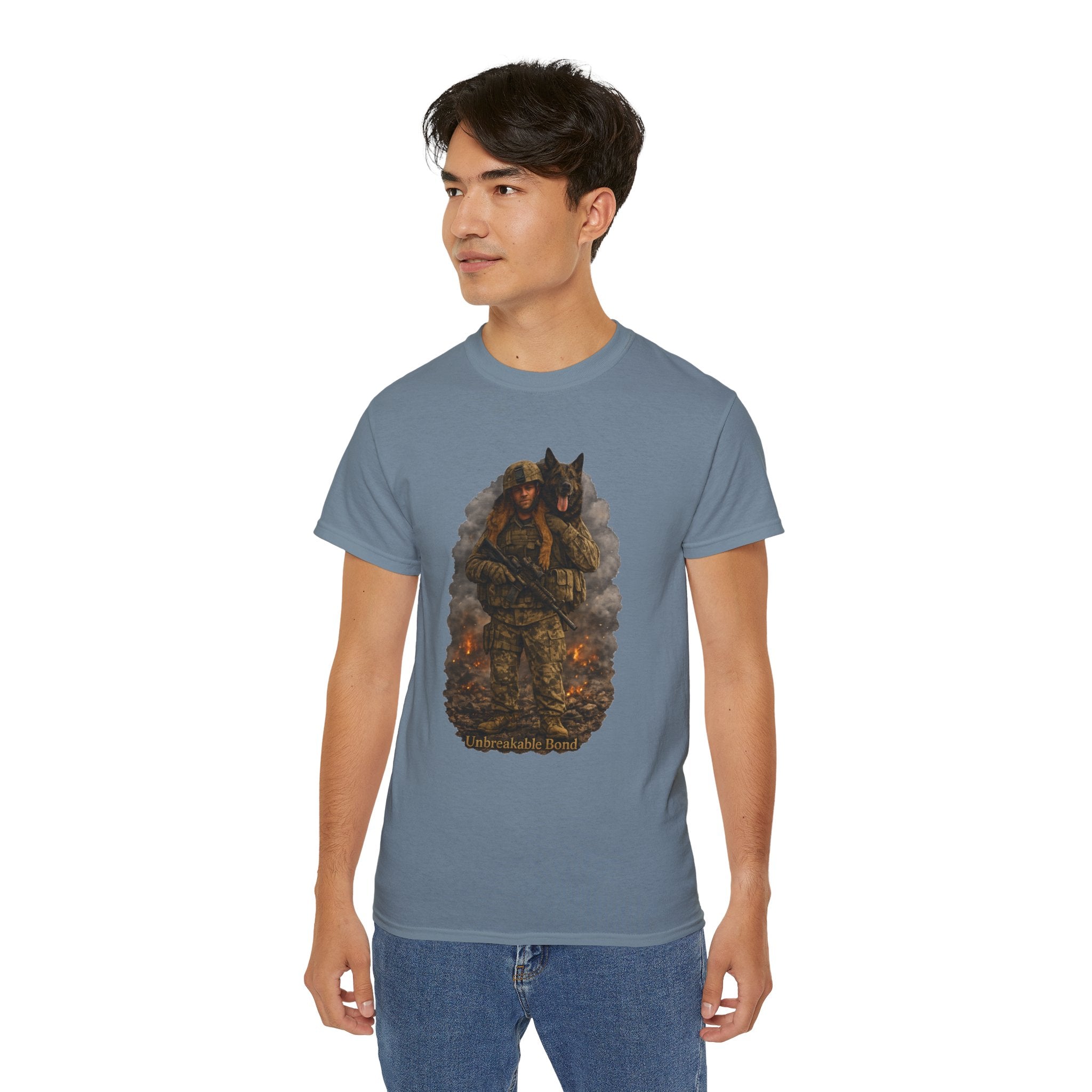 Soldier & K9 Camouflage T-Shirt — Military Veteran Tribute Tee